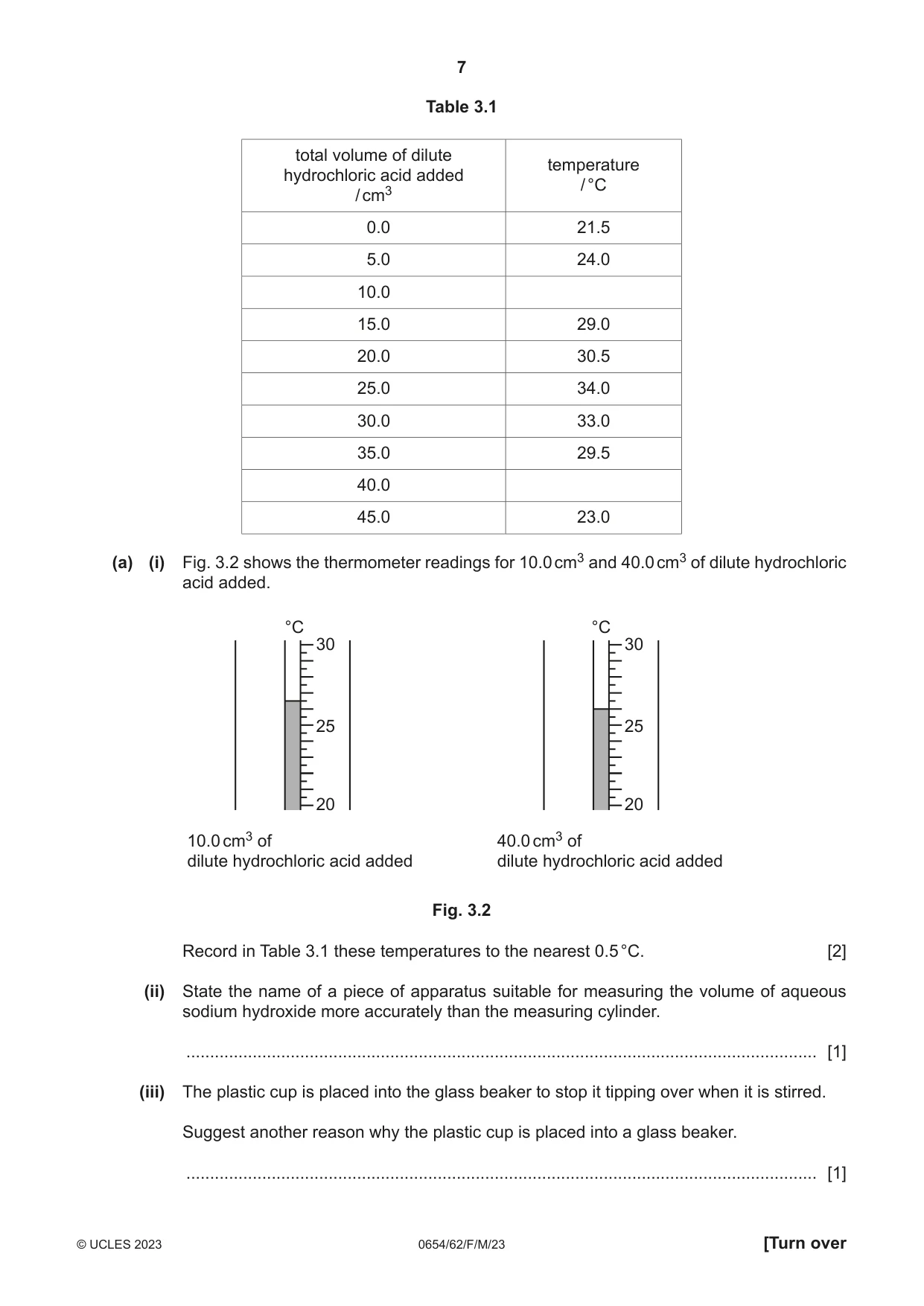 Cambridge IGCSE Sciences - Co-ordinated (Double) 0654 2023 Feb/March Paper 6 · Variant 2 question paper, page 7 of 20