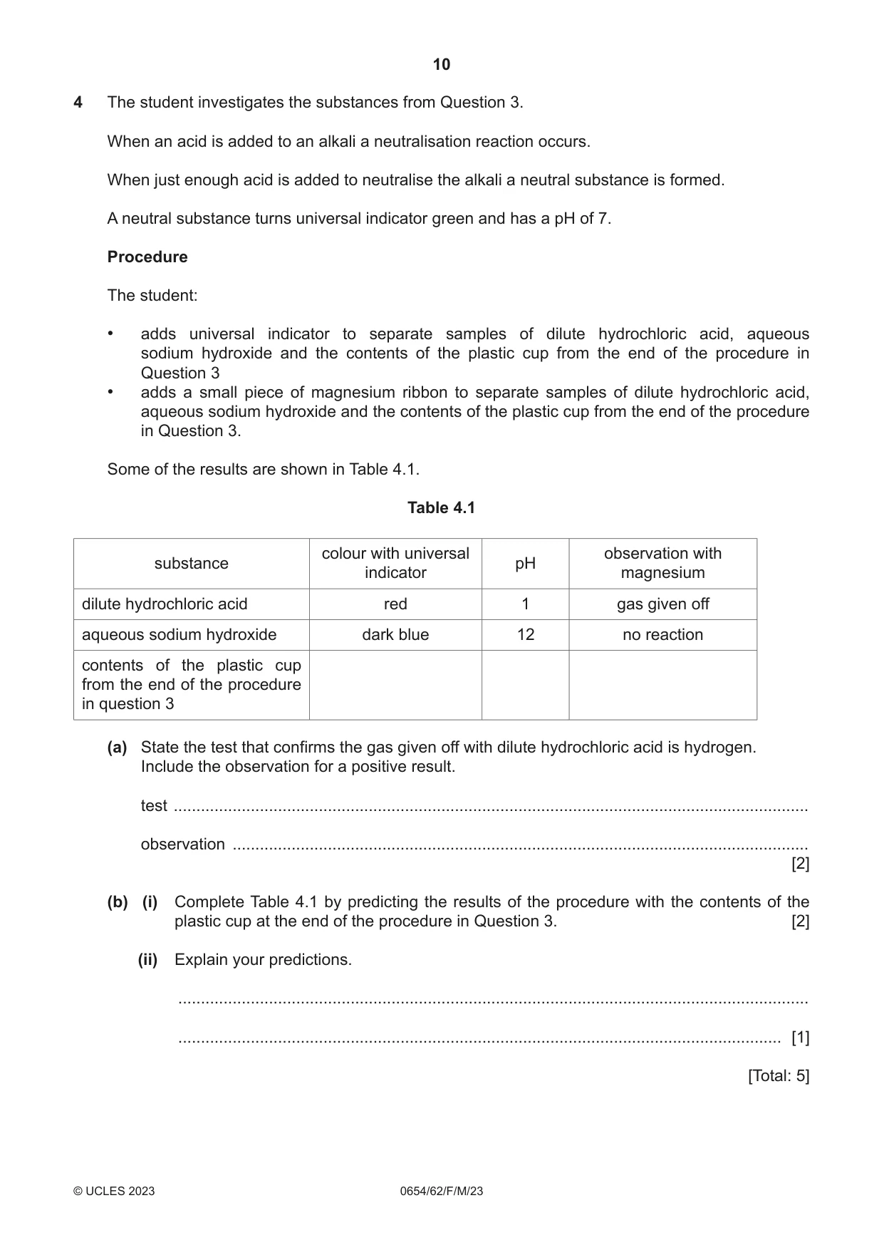 Cambridge IGCSE Sciences - Co-ordinated (Double) 0654 2023 Feb/March Paper 6 · Variant 2 question paper, page 10 of 20