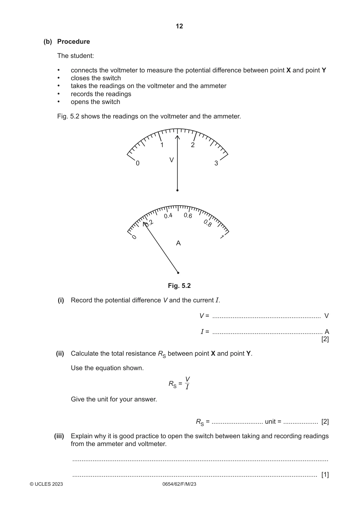 Cambridge IGCSE Sciences - Co-ordinated (Double) 0654 2023 Feb/March Paper 6 · Variant 2 question paper, page 12 of 20