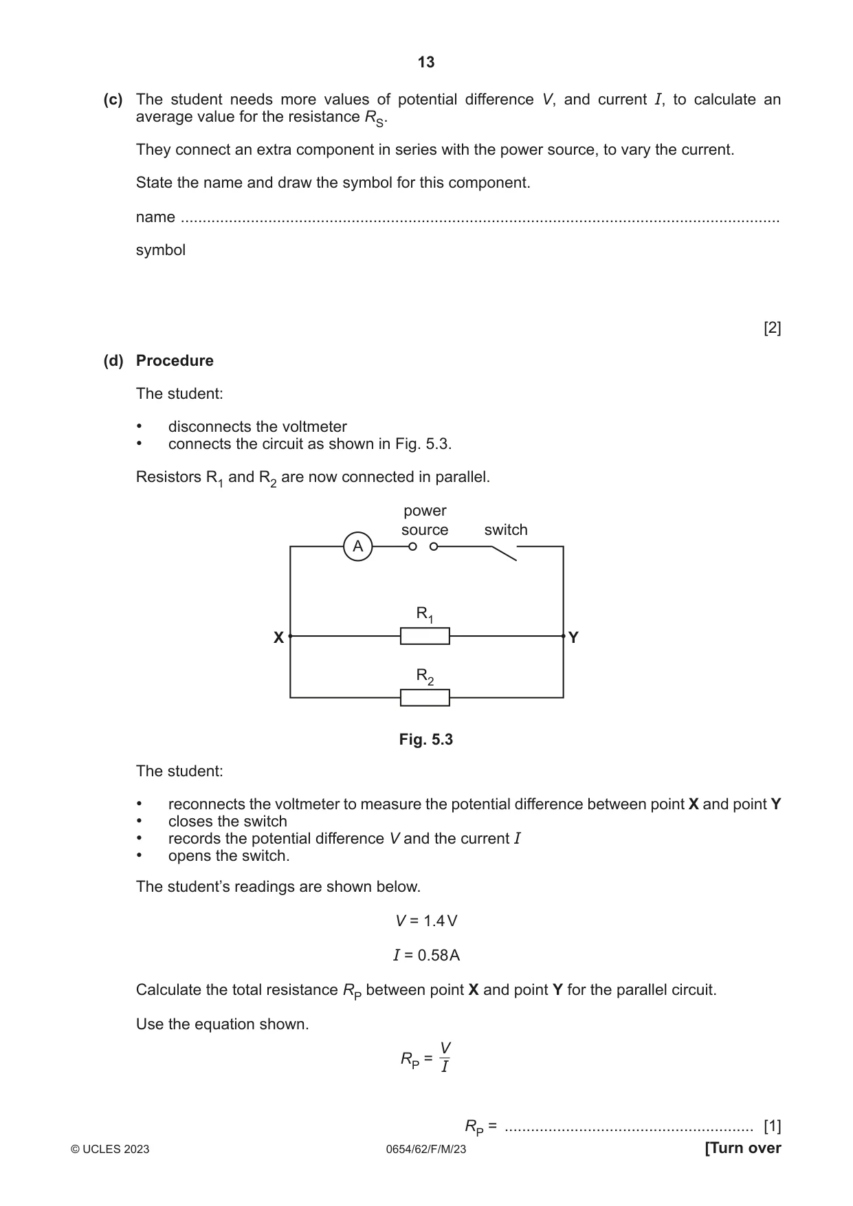 Cambridge IGCSE Sciences - Co-ordinated (Double) 0654 2023 Feb/March Paper 6 · Variant 2 question paper, page 13 of 20