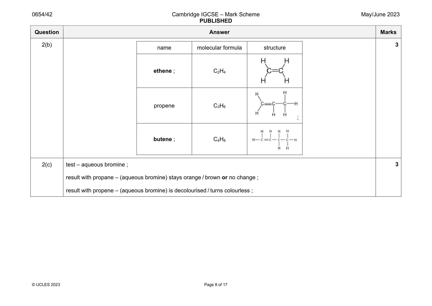 Mark scheme, page 8 of 17