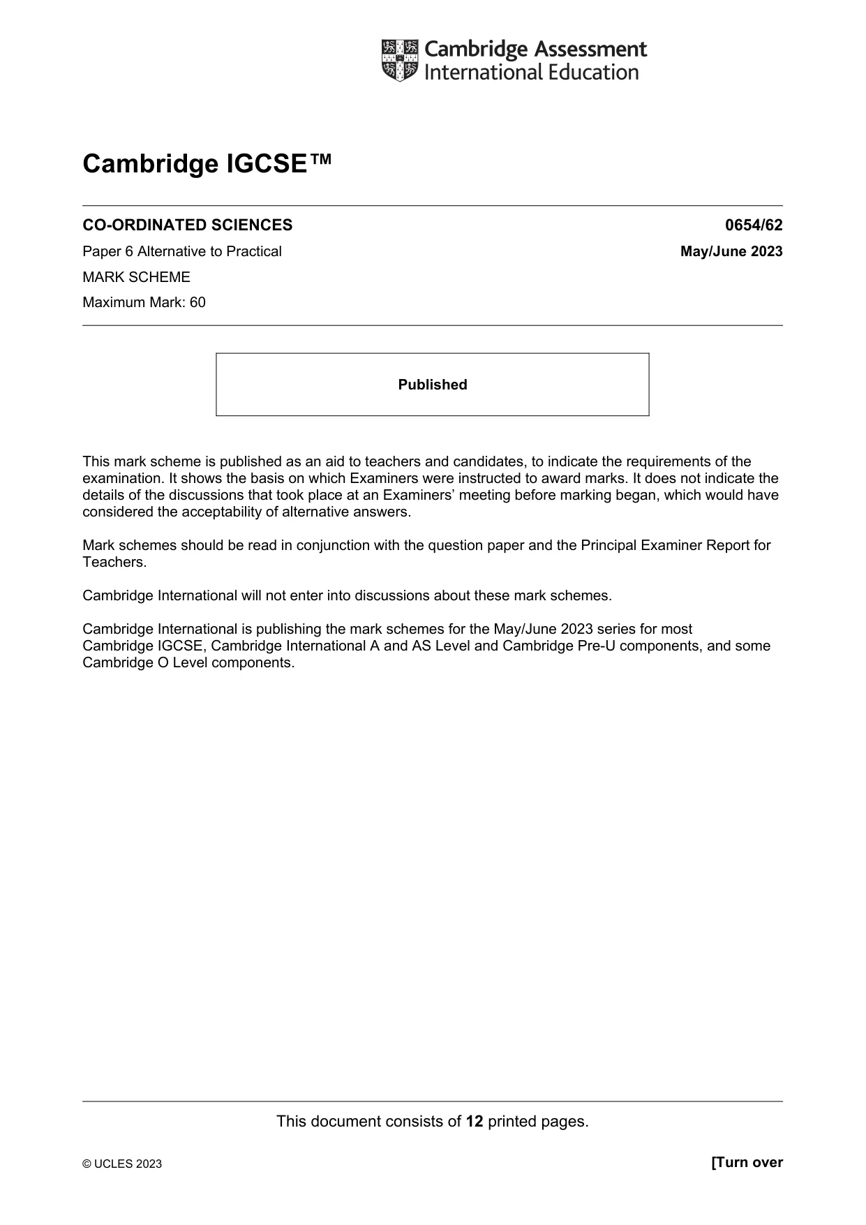 Mark scheme, page 1 of 12