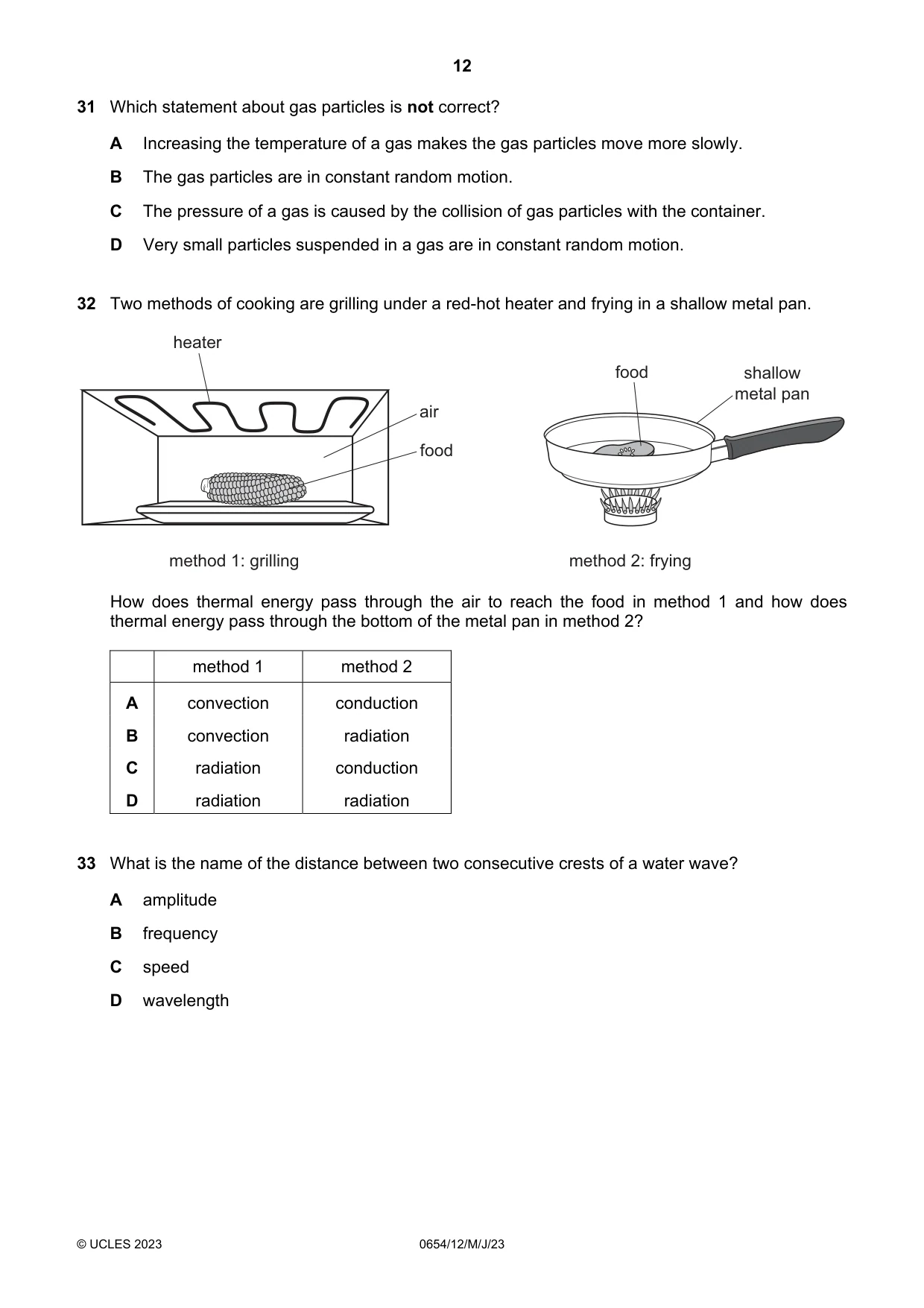 Cambridge IGCSE Sciences - Co-ordinated (Double) 0654 2023 May/June Paper 1 · Variant 2 question paper, page 12 of 16