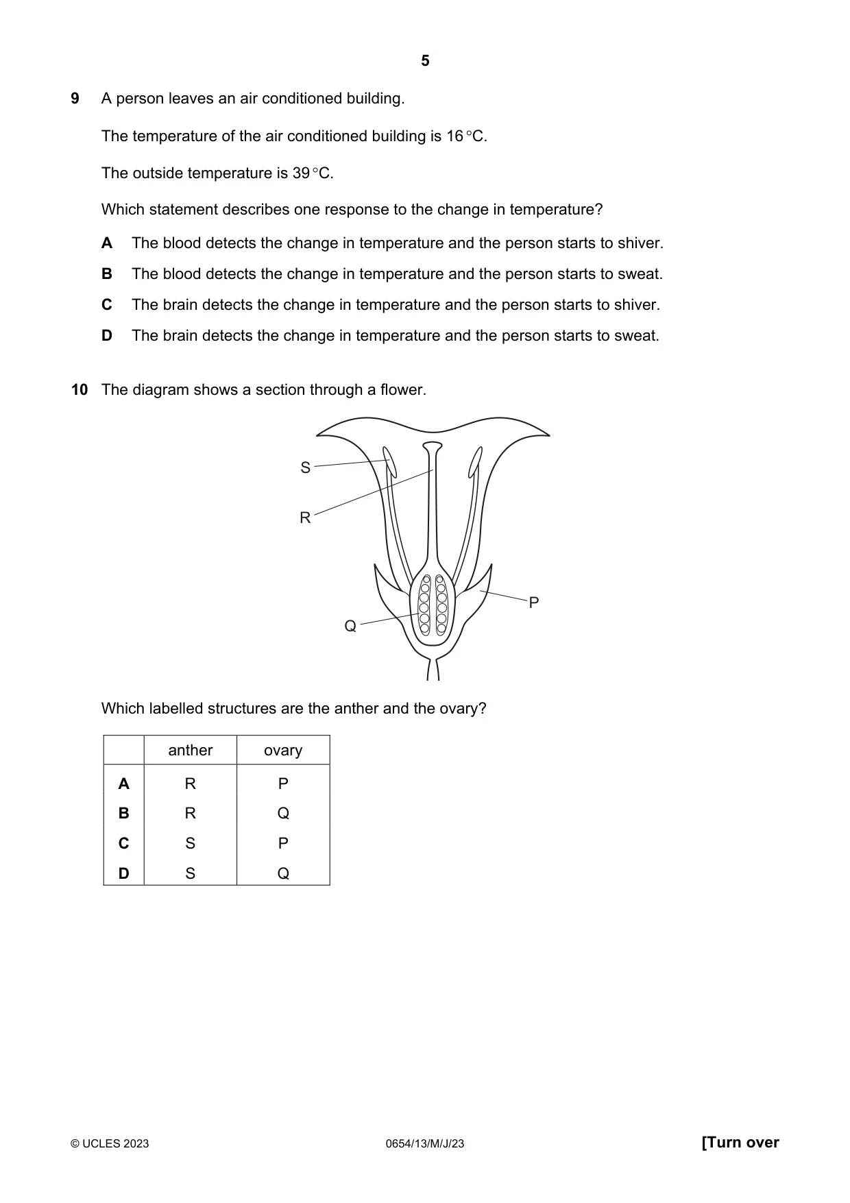 Cambridge IGCSE Sciences - Co-ordinated (Double) 0654 2023 May/June Paper 1 · Variant 3 question paper, page 5 of 16
