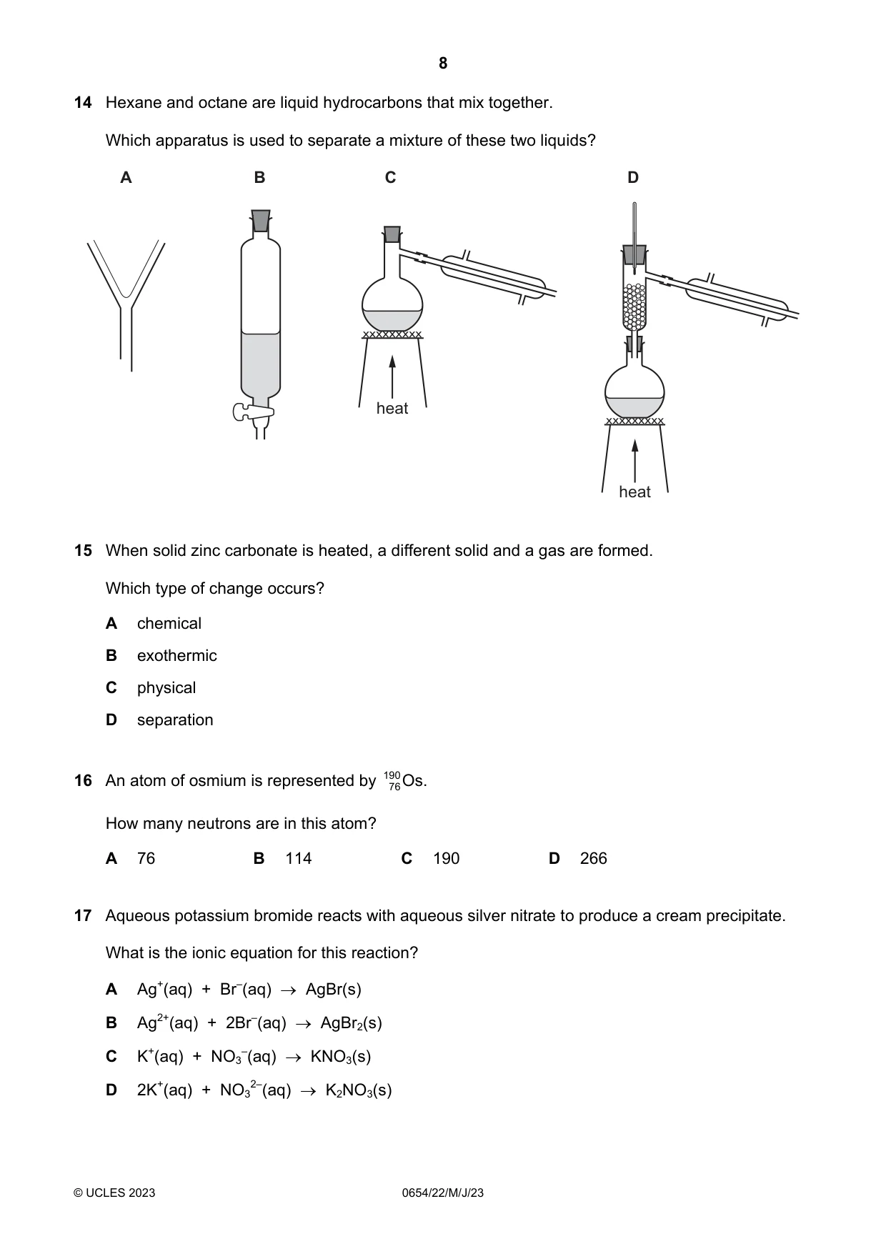 Cambridge IGCSE Sciences - Co-ordinated (Double) 0654 2023 May/June Paper 2 · Variant 2 question paper, page 8 of 16