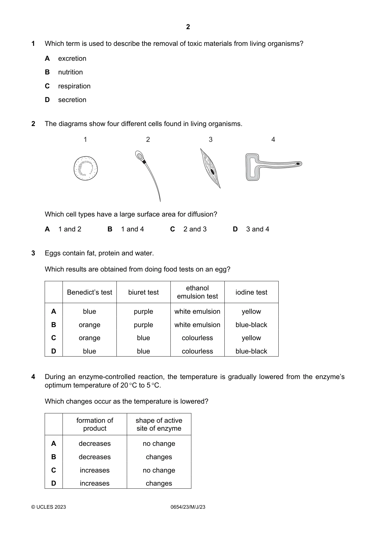 Cambridge IGCSE Sciences - Co-ordinated (Double) 0654 2023 May/June Paper 2 · Variant 3 question paper, page 2 of 20