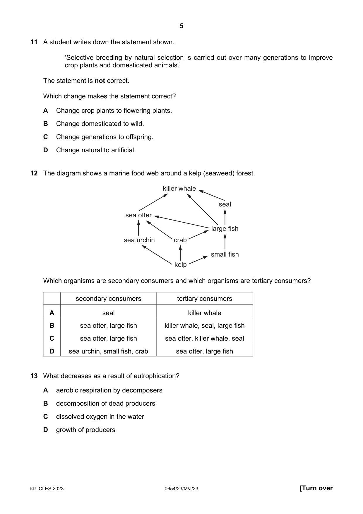 Cambridge IGCSE Sciences - Co-ordinated (Double) 0654 2023 May/June Paper 2 · Variant 3 question paper, page 5 of 20