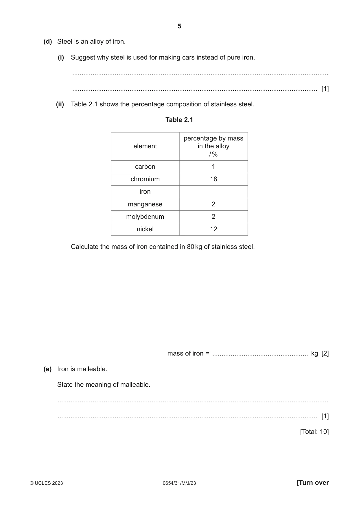 Cambridge IGCSE Sciences - Co-ordinated (Double) 0654 2023 May/June Paper 3 · Variant 1 question paper, page 5 of 32