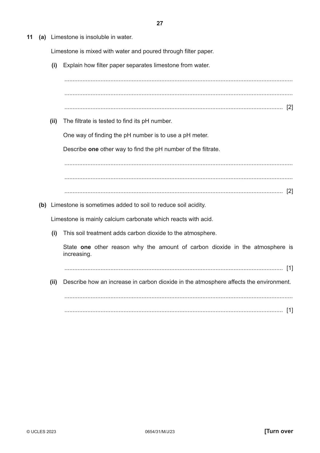 Cambridge IGCSE Sciences - Co-ordinated (Double) 0654 2023 May/June Paper 3 · Variant 1 question paper, page 27 of 32