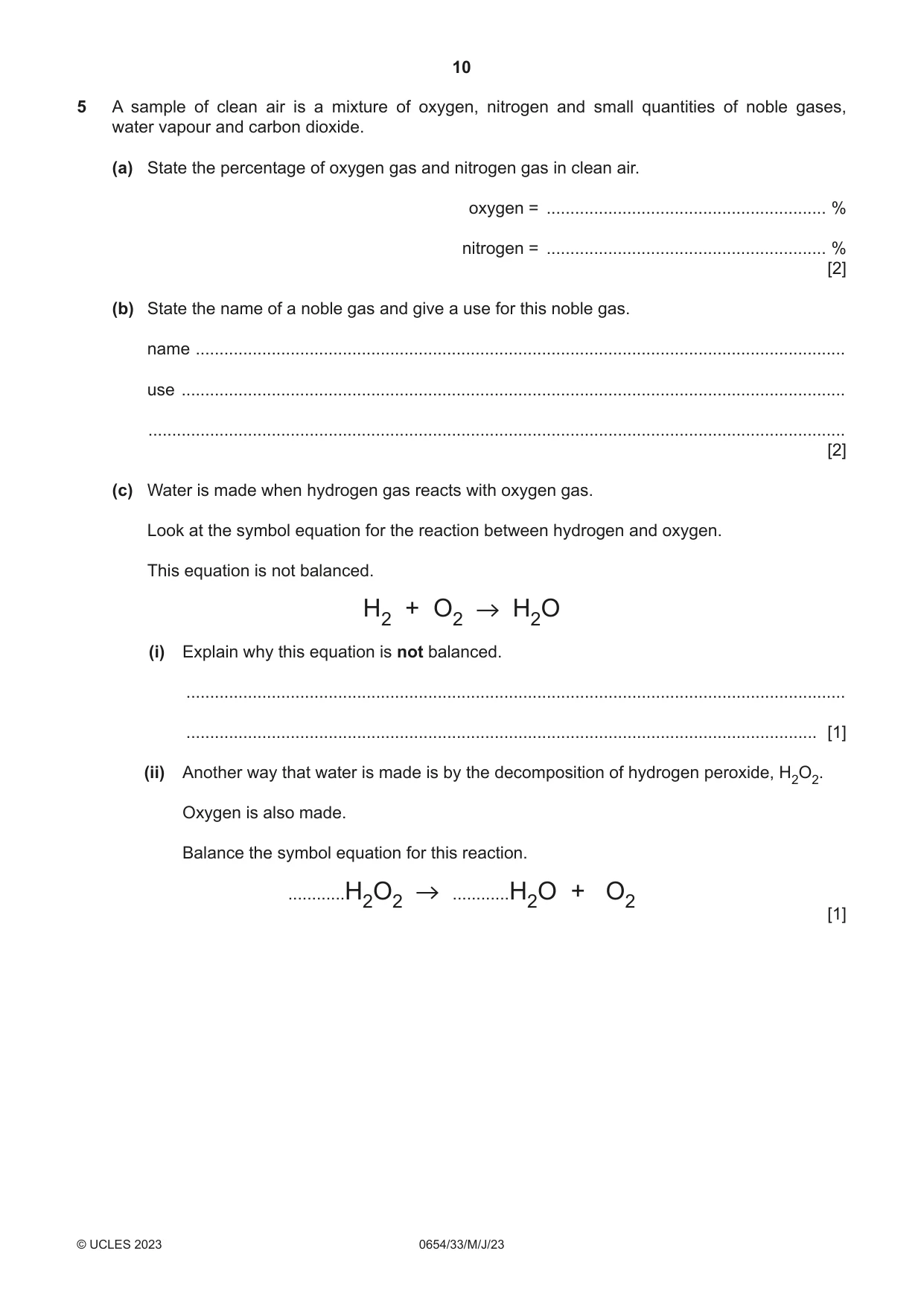 Cambridge IGCSE Sciences - Co-ordinated (Double) 0654 2023 May/June Paper 3 · Variant 3 question paper, page 10 of 28