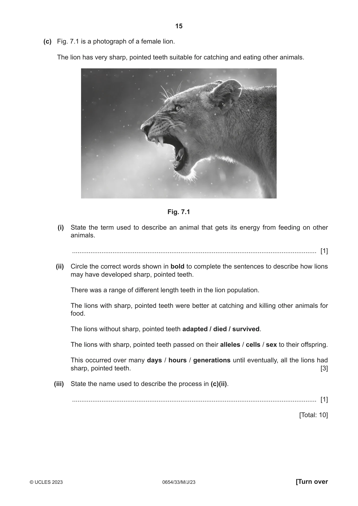 Cambridge IGCSE Sciences - Co-ordinated (Double) 0654 2023 May/June Paper 3 · Variant 3 question paper, page 15 of 28