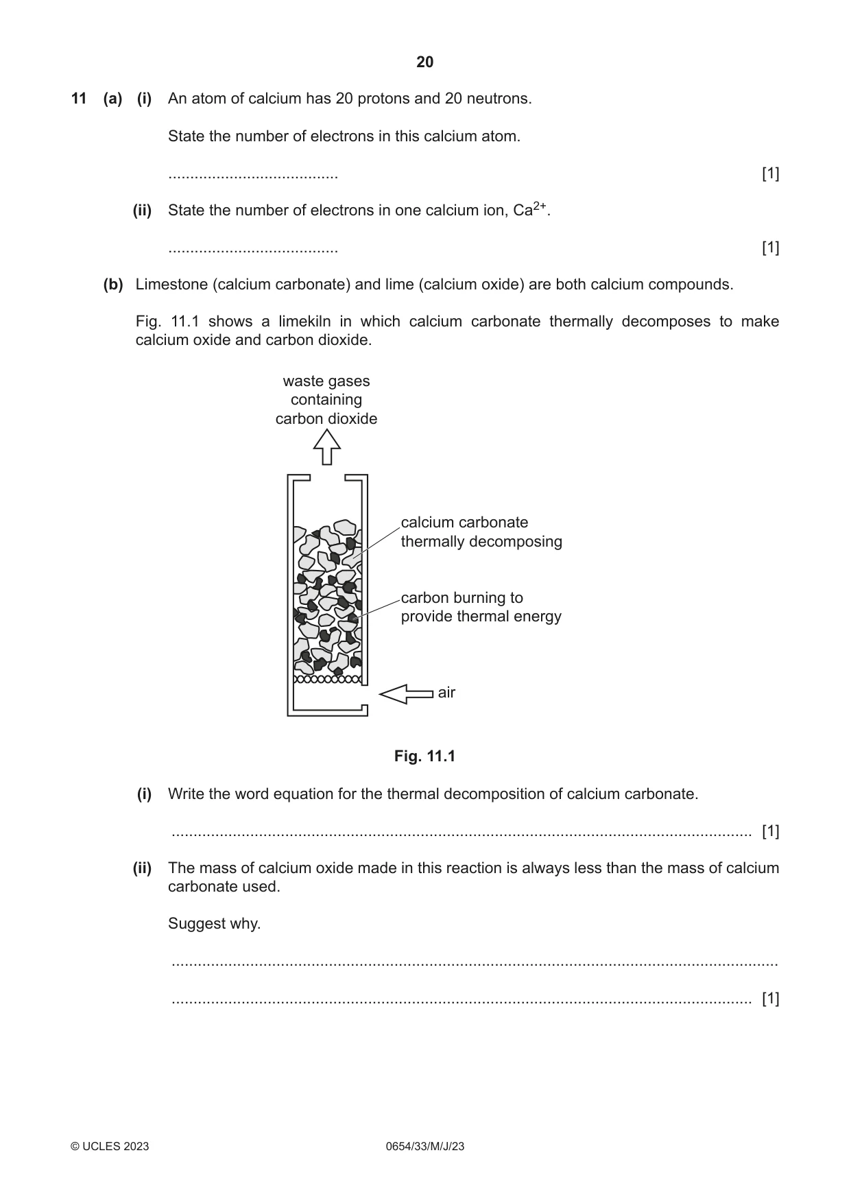 Cambridge IGCSE Sciences - Co-ordinated (Double) 0654 2023 May/June Paper 3 · Variant 3 question paper, page 20 of 28