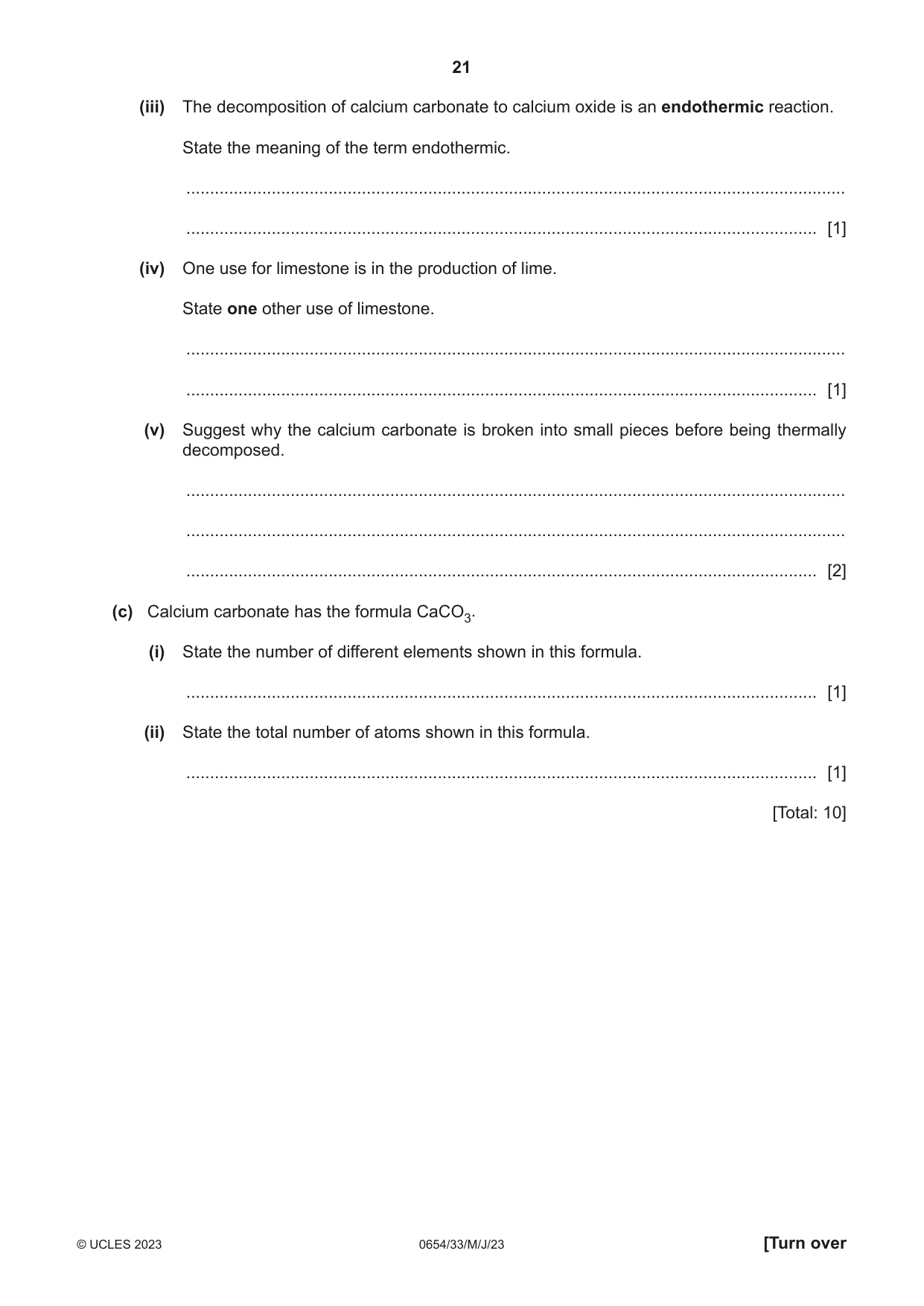 Cambridge IGCSE Sciences - Co-ordinated (Double) 0654 2023 May/June Paper 3 · Variant 3 question paper, page 21 of 28