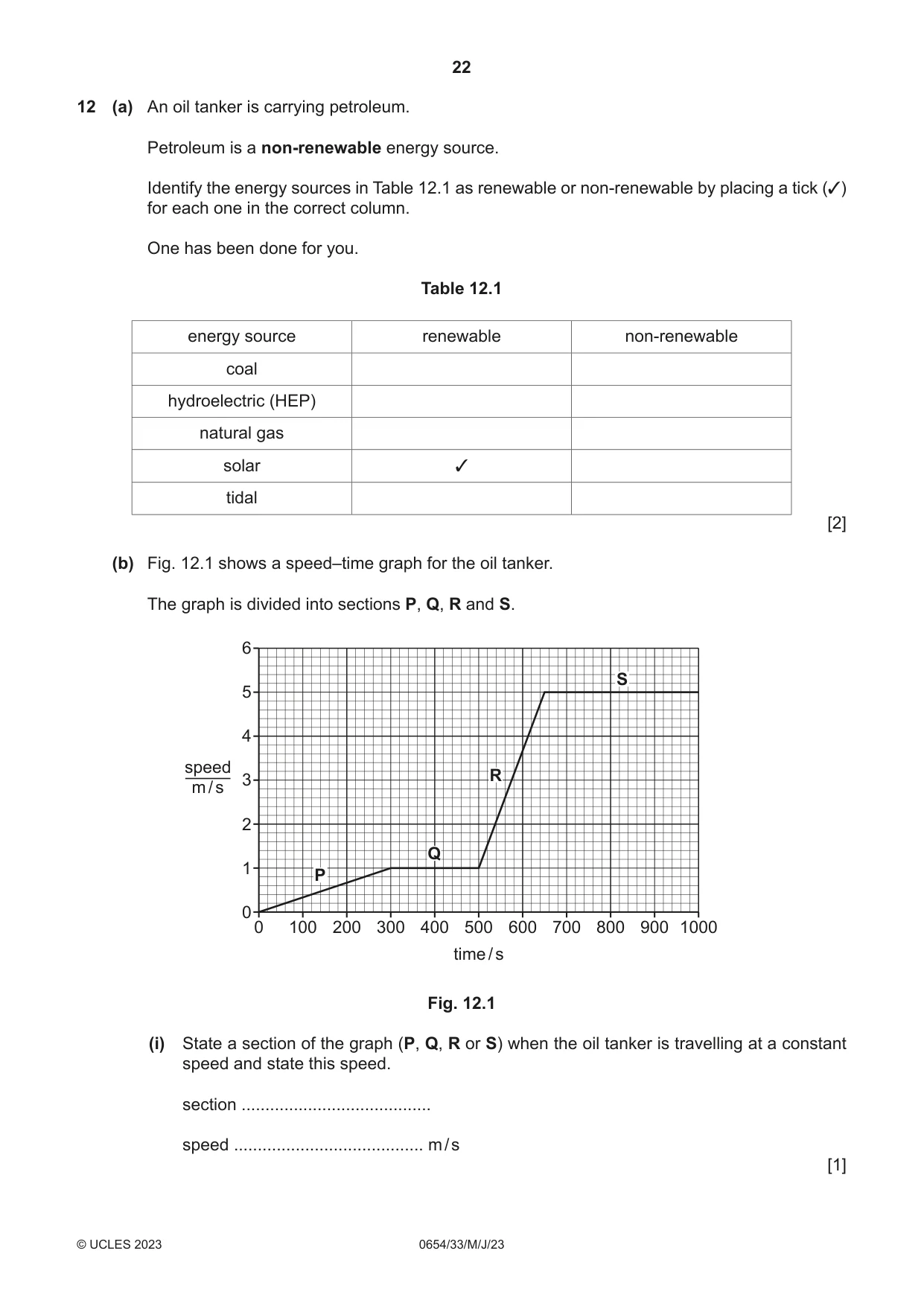 Cambridge IGCSE Sciences - Co-ordinated (Double) 0654 2023 May/June Paper 3 · Variant 3 question paper, page 22 of 28
