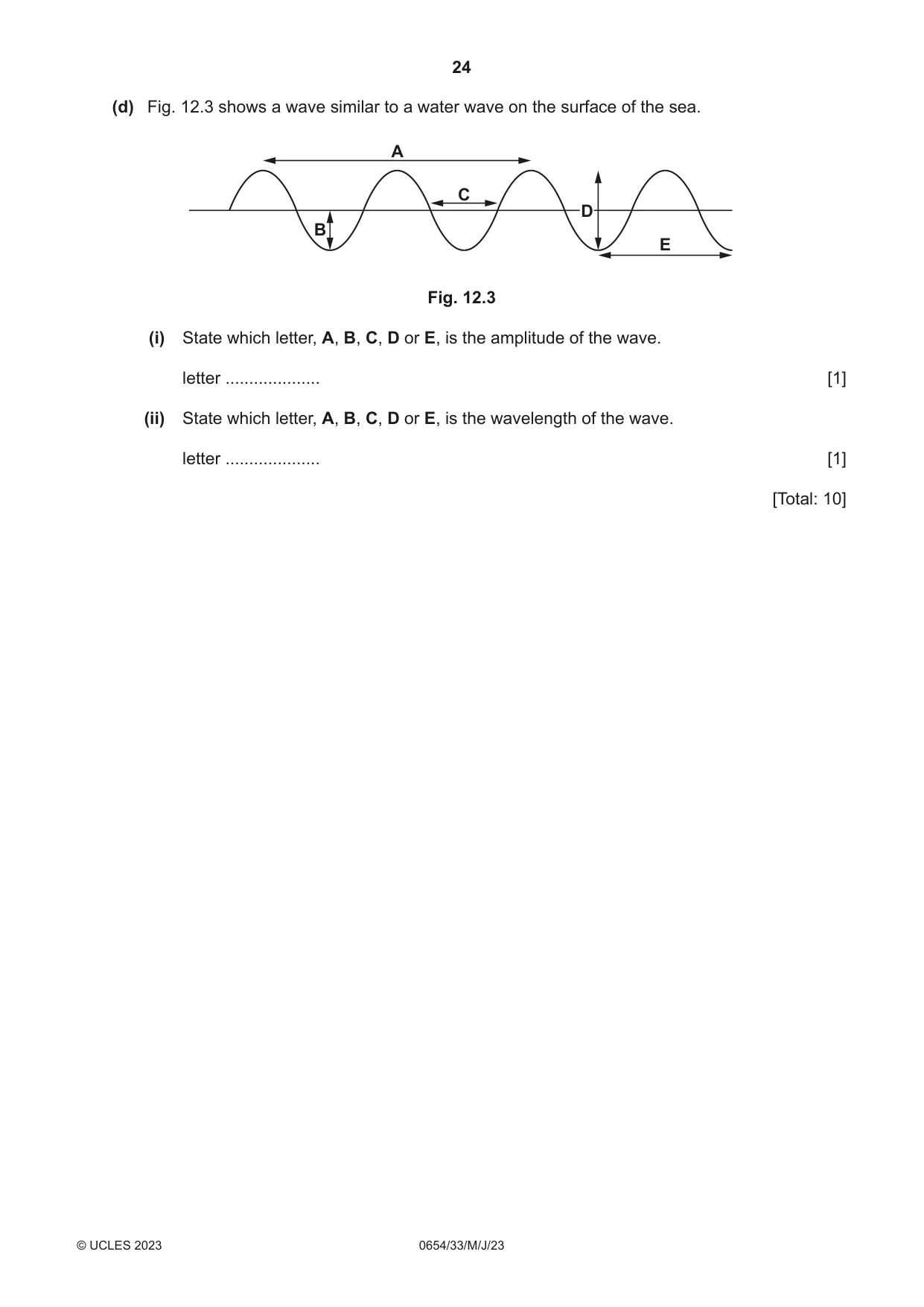 Cambridge IGCSE Sciences - Co-ordinated (Double) 0654 2023 May/June Paper 3 · Variant 3 question paper, page 24 of 28