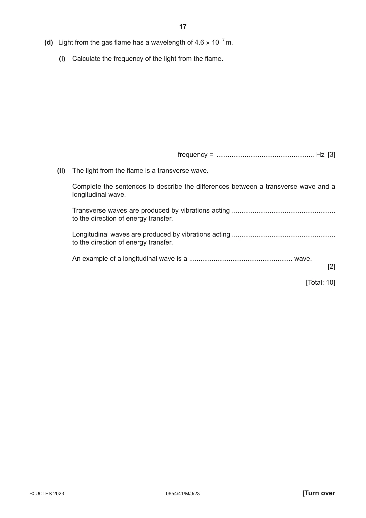 Cambridge IGCSE Sciences - Co-ordinated (Double) 0654 2023 May/June Paper 4 · Variant 1 question paper, page 17 of 32
