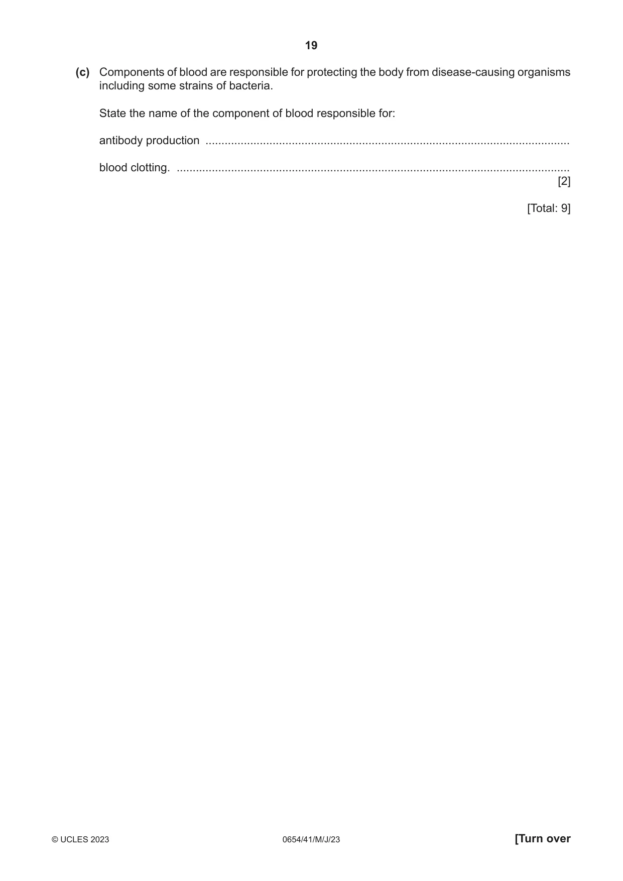 Cambridge IGCSE Sciences - Co-ordinated (Double) 0654 2023 May/June Paper 4 · Variant 1 question paper, page 19 of 32