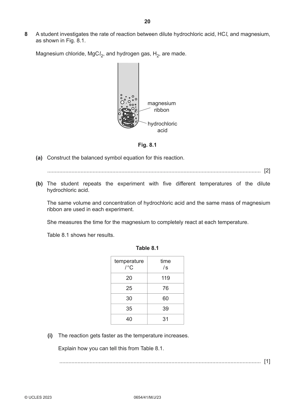 Cambridge IGCSE Sciences - Co-ordinated (Double) 0654 2023 May/June Paper 4 · Variant 1 question paper, page 20 of 32
