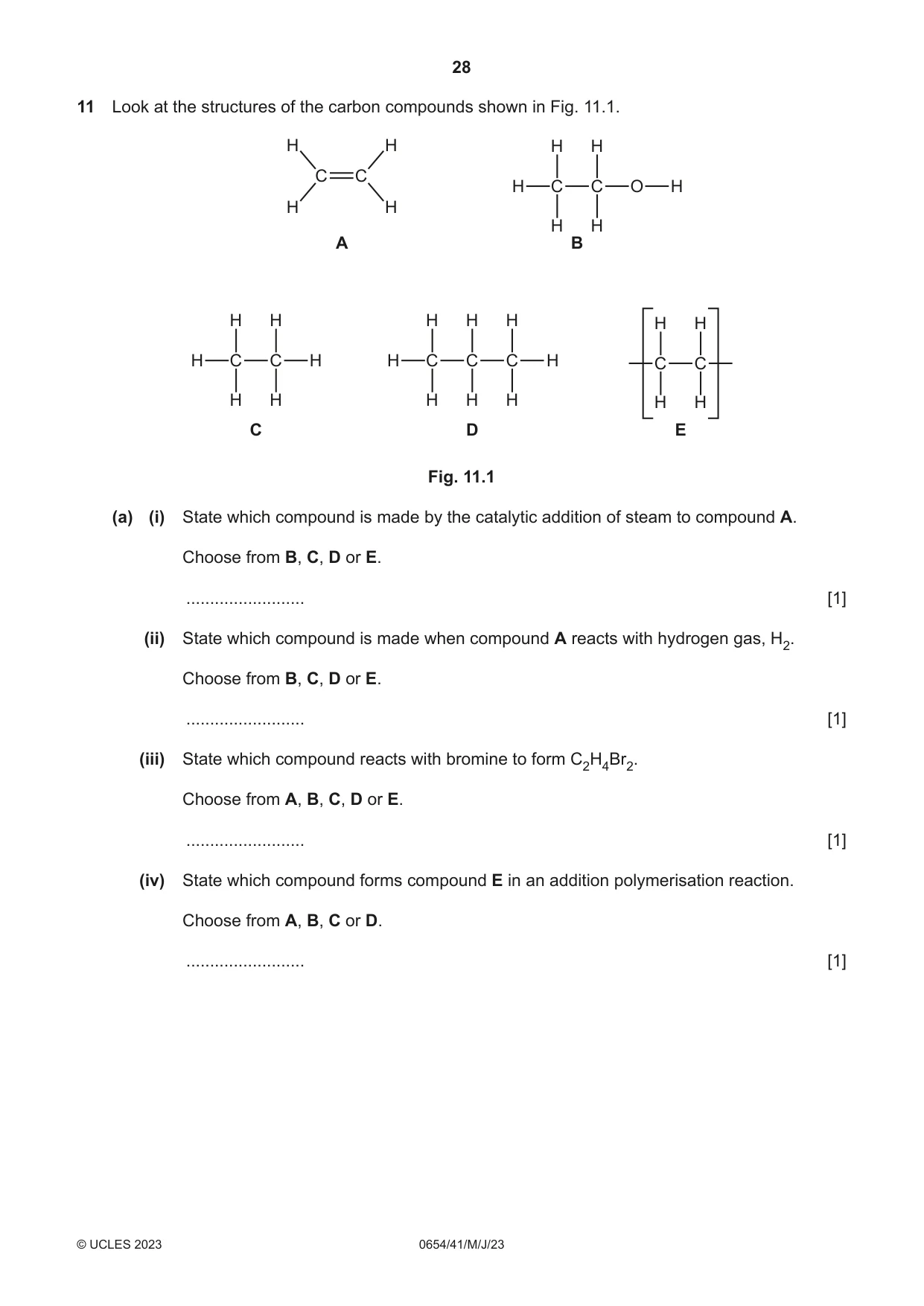 Cambridge IGCSE Sciences - Co-ordinated (Double) 0654 2023 May/June Paper 4 · Variant 1 question paper, page 28 of 32