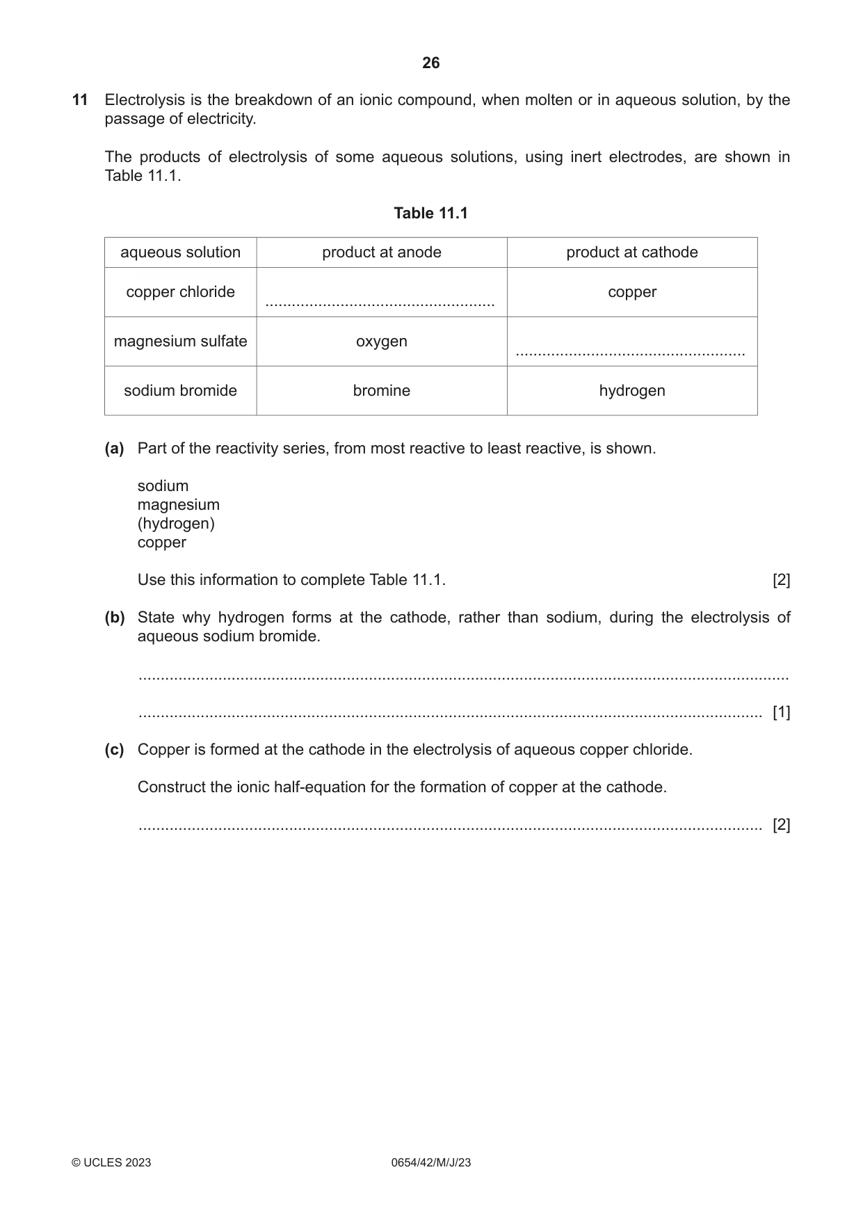 Cambridge IGCSE Sciences - Co-ordinated (Double) 0654 2023 May/June Paper 4 · Variant 2 question paper, page 26 of 32