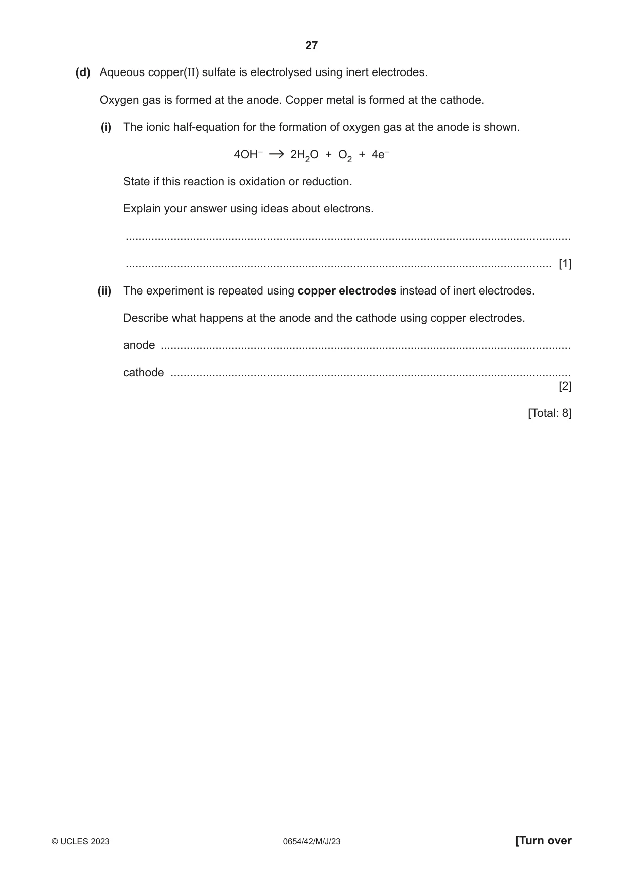 Cambridge IGCSE Sciences - Co-ordinated (Double) 0654 2023 May/June Paper 4 · Variant 2 question paper, page 27 of 32