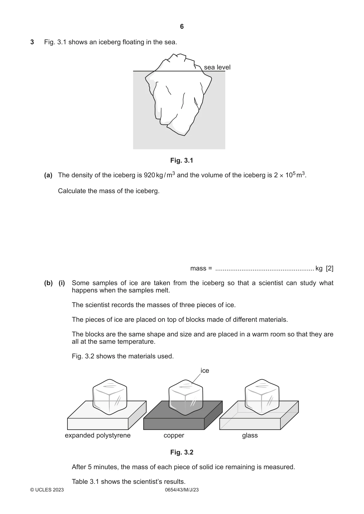 Cambridge IGCSE Sciences - Co-ordinated (Double) 0654 2023 May/June Paper 4 · Variant 3 question paper, page 6 of 32