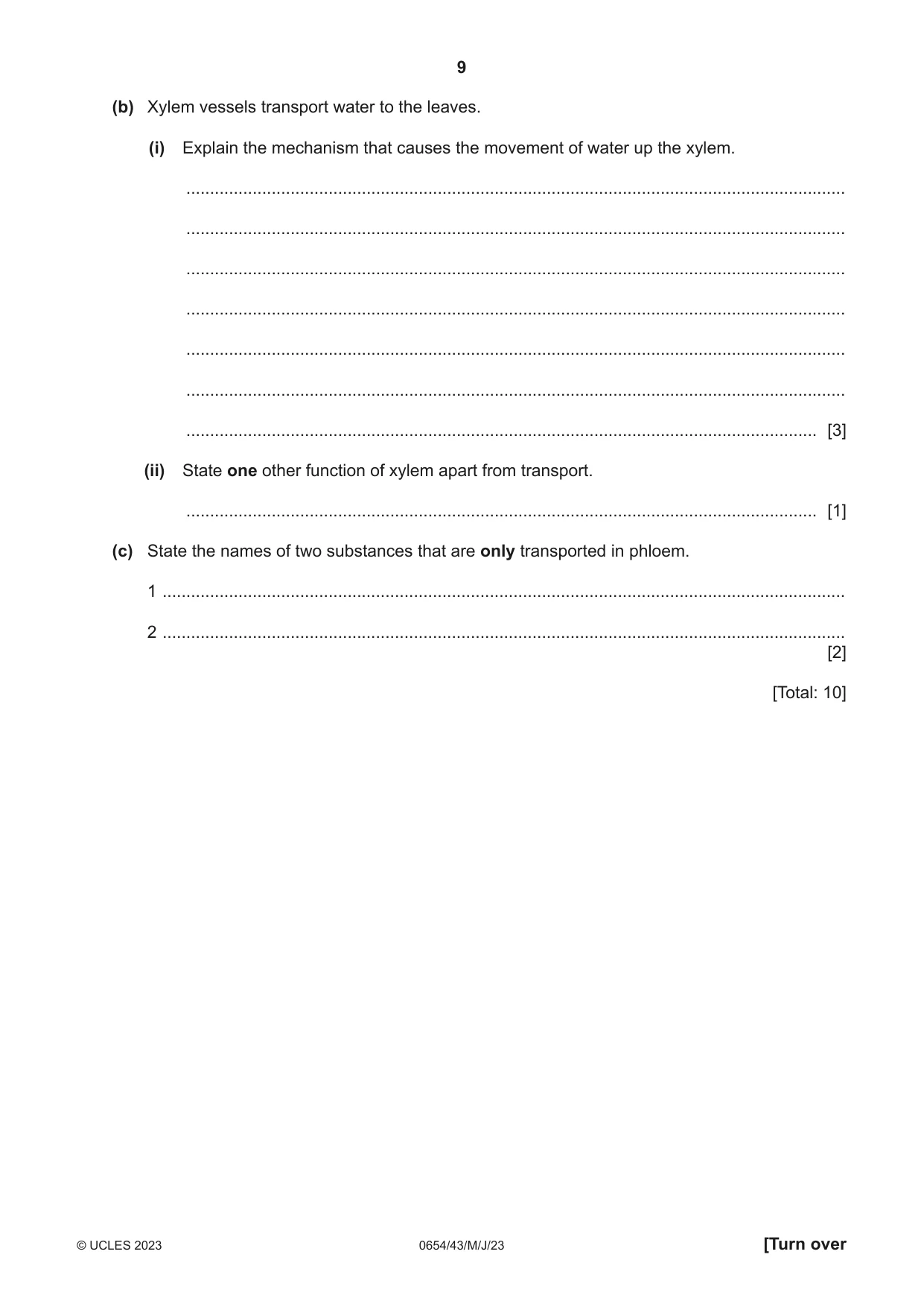 Cambridge IGCSE Sciences - Co-ordinated (Double) 0654 2023 May/June Paper 4 · Variant 3 question paper, page 9 of 32