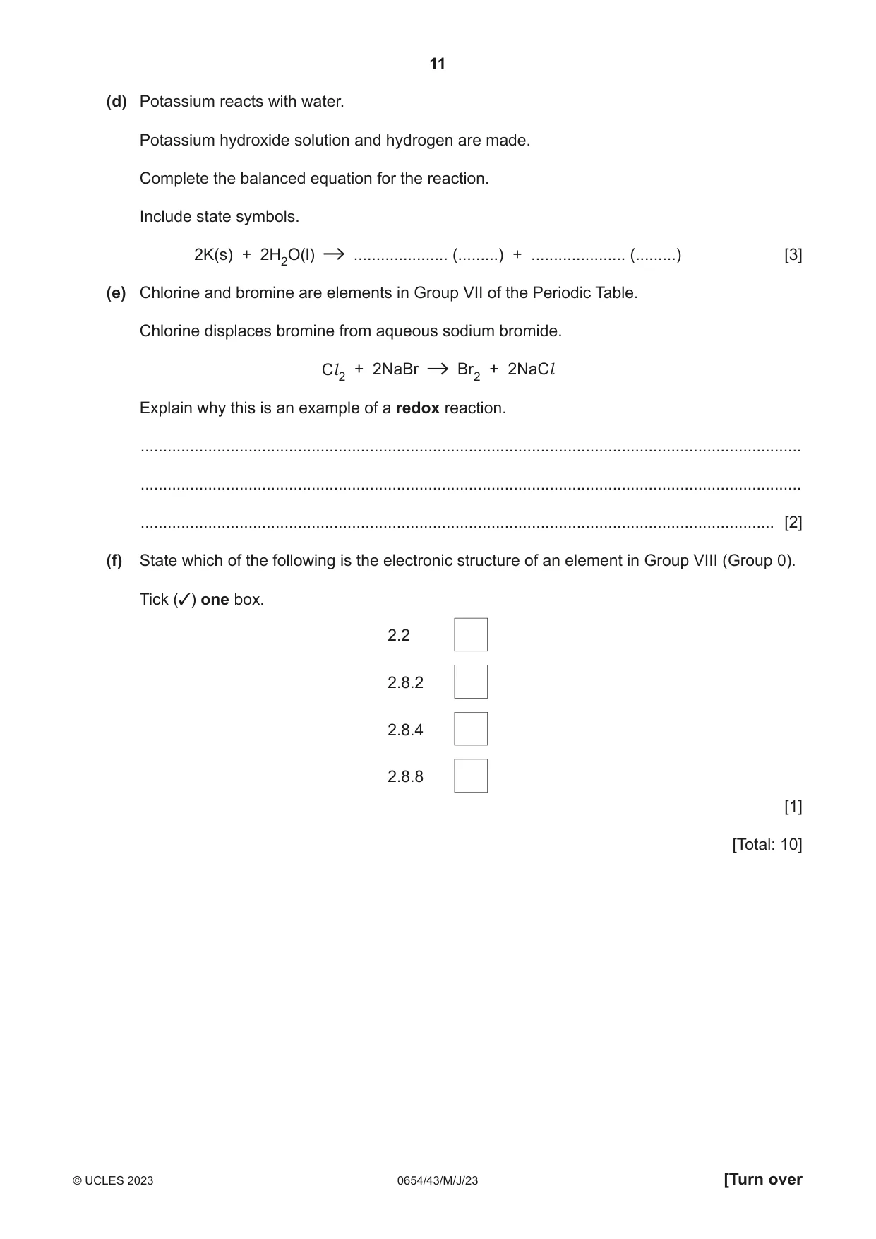 Cambridge IGCSE Sciences - Co-ordinated (Double) 0654 2023 May/June Paper 4 · Variant 3 question paper, page 11 of 32