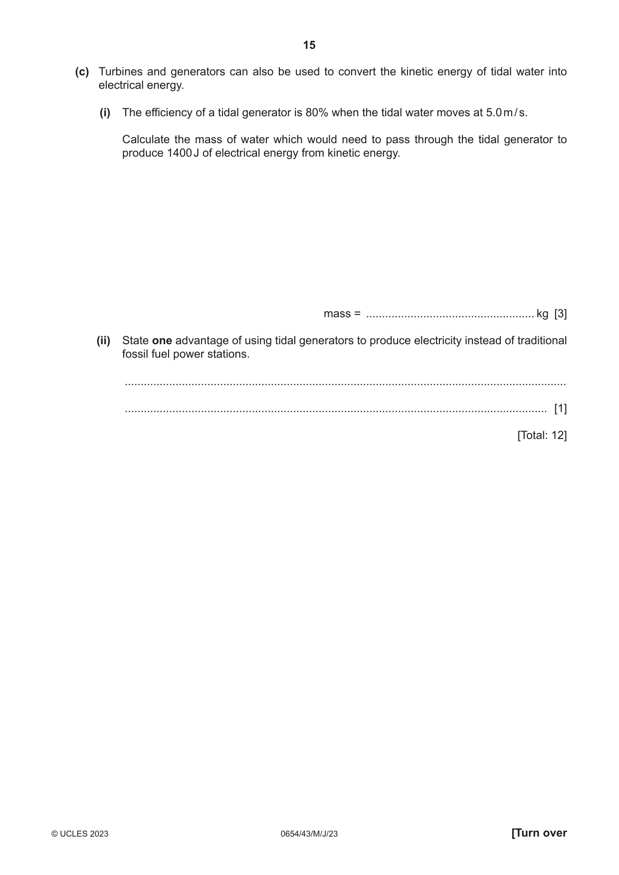 Cambridge IGCSE Sciences - Co-ordinated (Double) 0654 2023 May/June Paper 4 · Variant 3 question paper, page 15 of 32