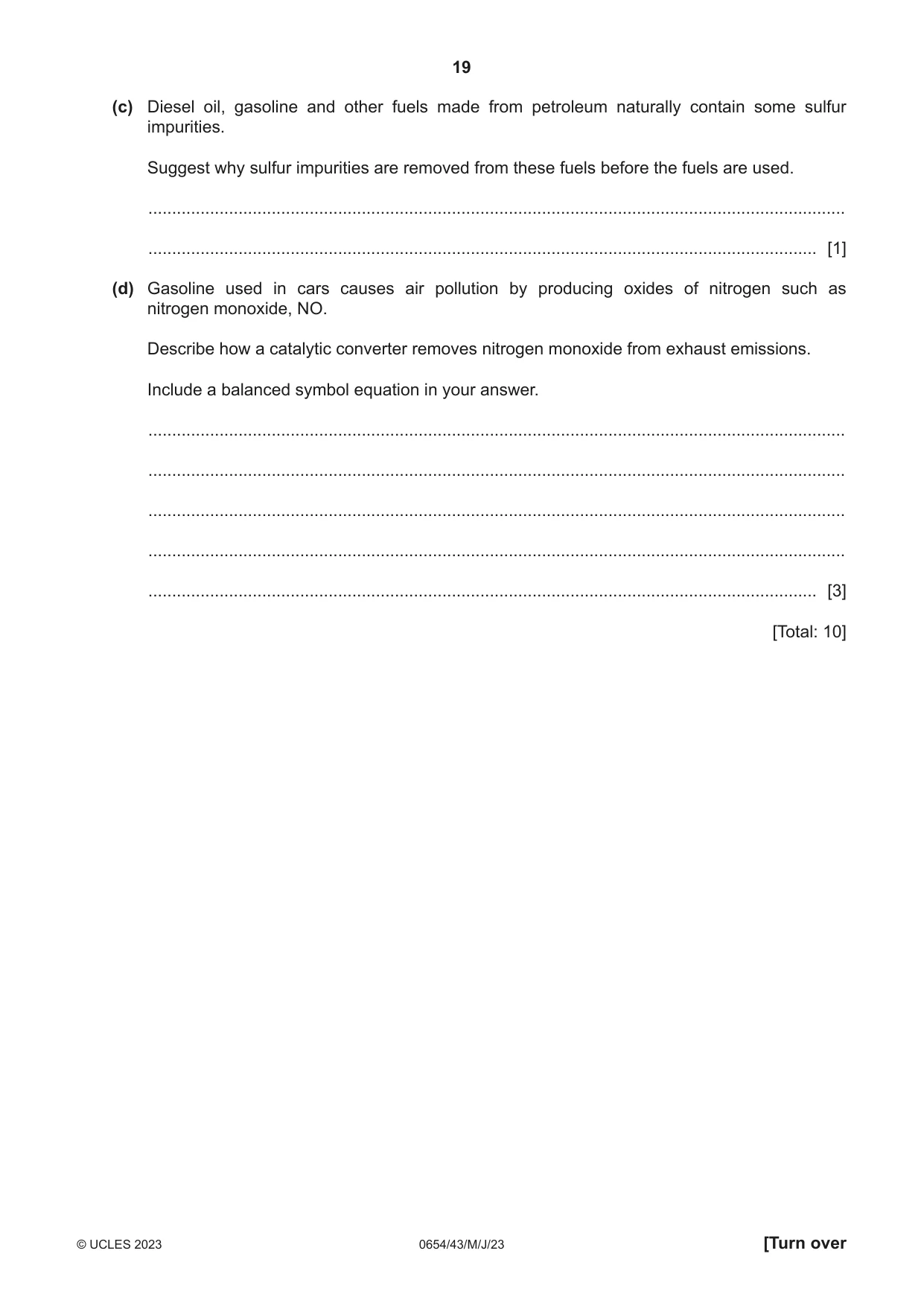 Cambridge IGCSE Sciences - Co-ordinated (Double) 0654 2023 May/June Paper 4 · Variant 3 question paper, page 19 of 32