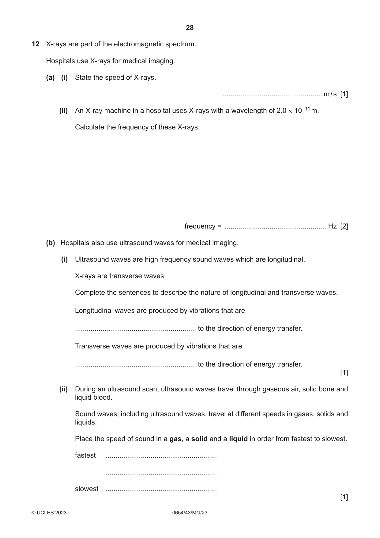 Cambridge IGCSE Sciences - Co-ordinated (Double) 0654 2023 May/June Paper 4 · Variant 3 question paper, page 28 of 32