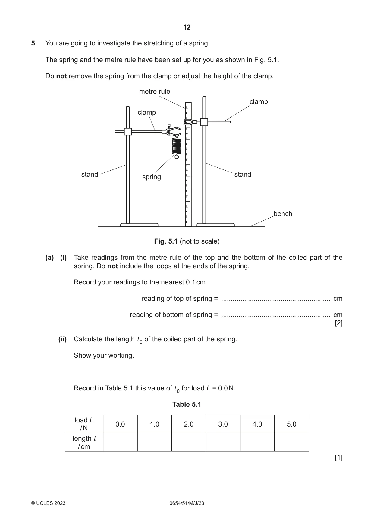 Cambridge IGCSE Sciences - Co-ordinated (Double) 0654 2023 May/June Paper 5 · Variant 1 question paper, page 12 of 16