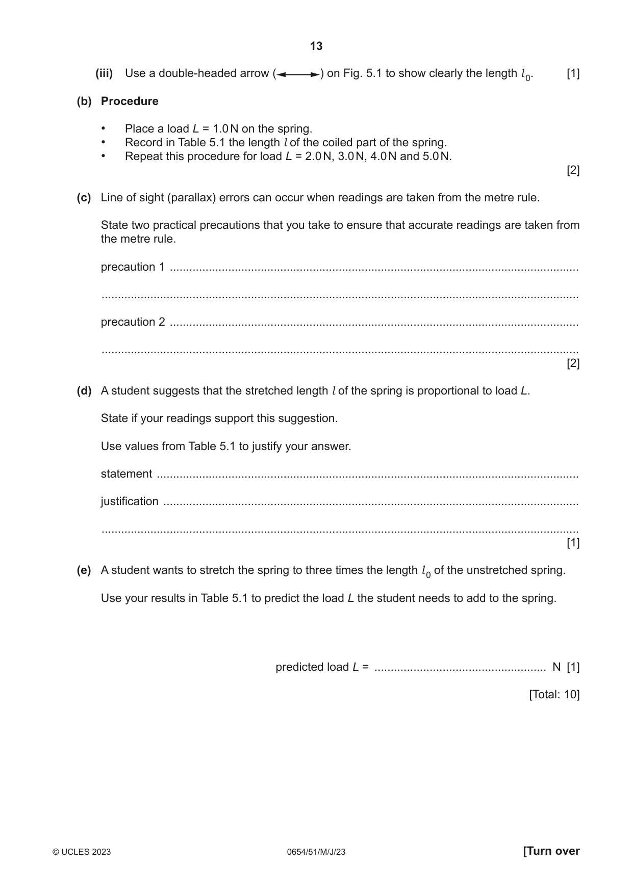 Cambridge IGCSE Sciences - Co-ordinated (Double) 0654 2023 May/June Paper 5 · Variant 1 question paper, page 13 of 16