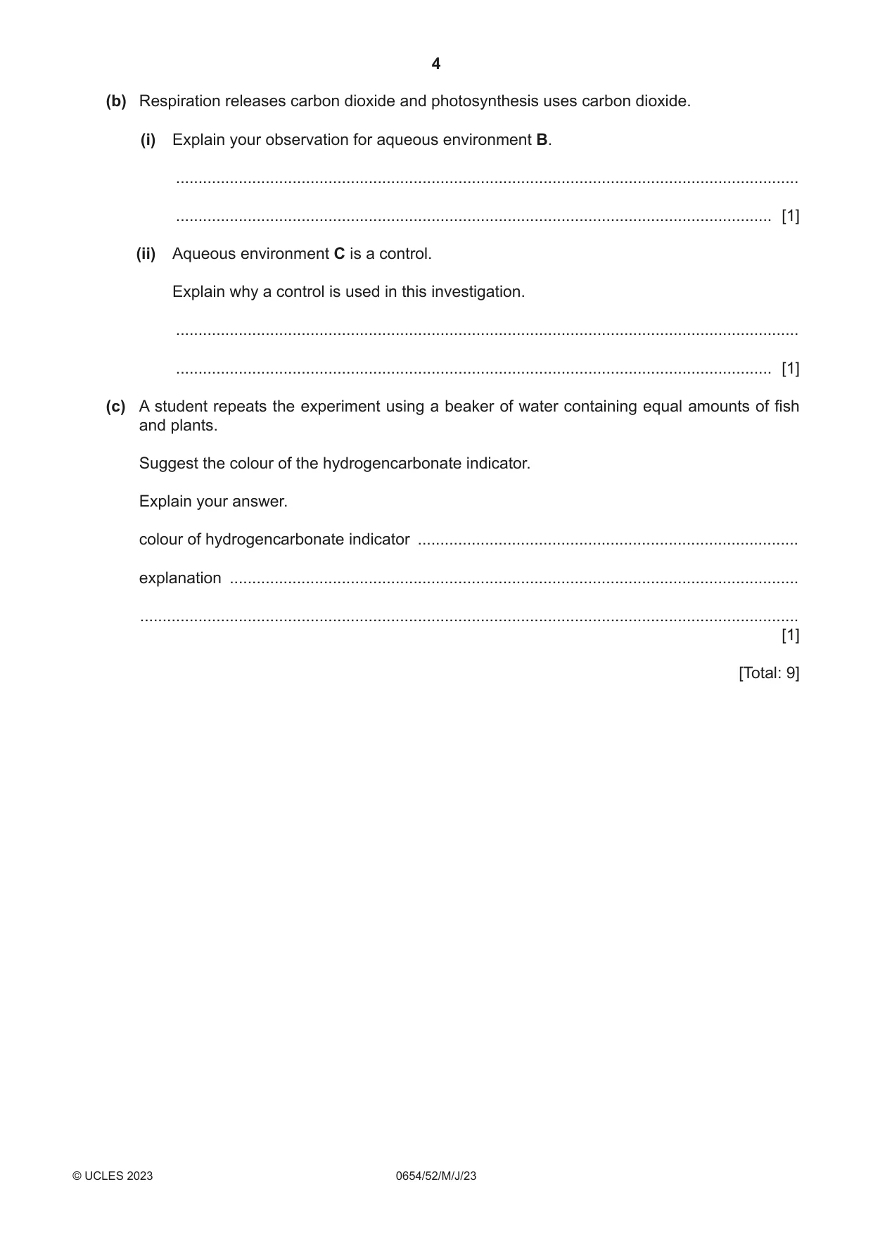 Cambridge IGCSE Sciences - Co-ordinated (Double) 0654 2023 May/June Paper 5 · Variant 2 question paper, page 4 of 20