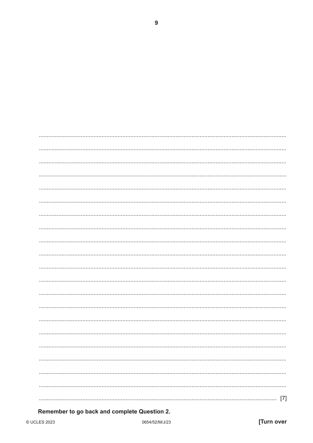 Cambridge IGCSE Sciences - Co-ordinated (Double) 0654 2023 May/June Paper 5 · Variant 2 question paper, page 9 of 20