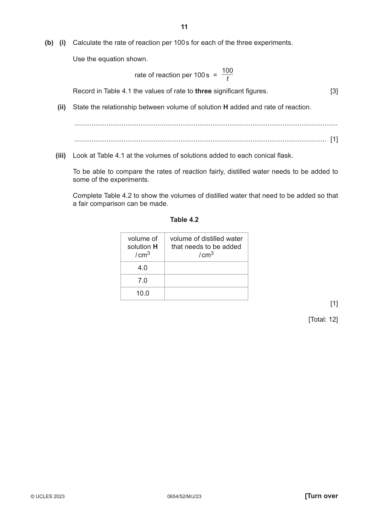 Cambridge IGCSE Sciences - Co-ordinated (Double) 0654 2023 May/June Paper 5 · Variant 2 question paper, page 11 of 20