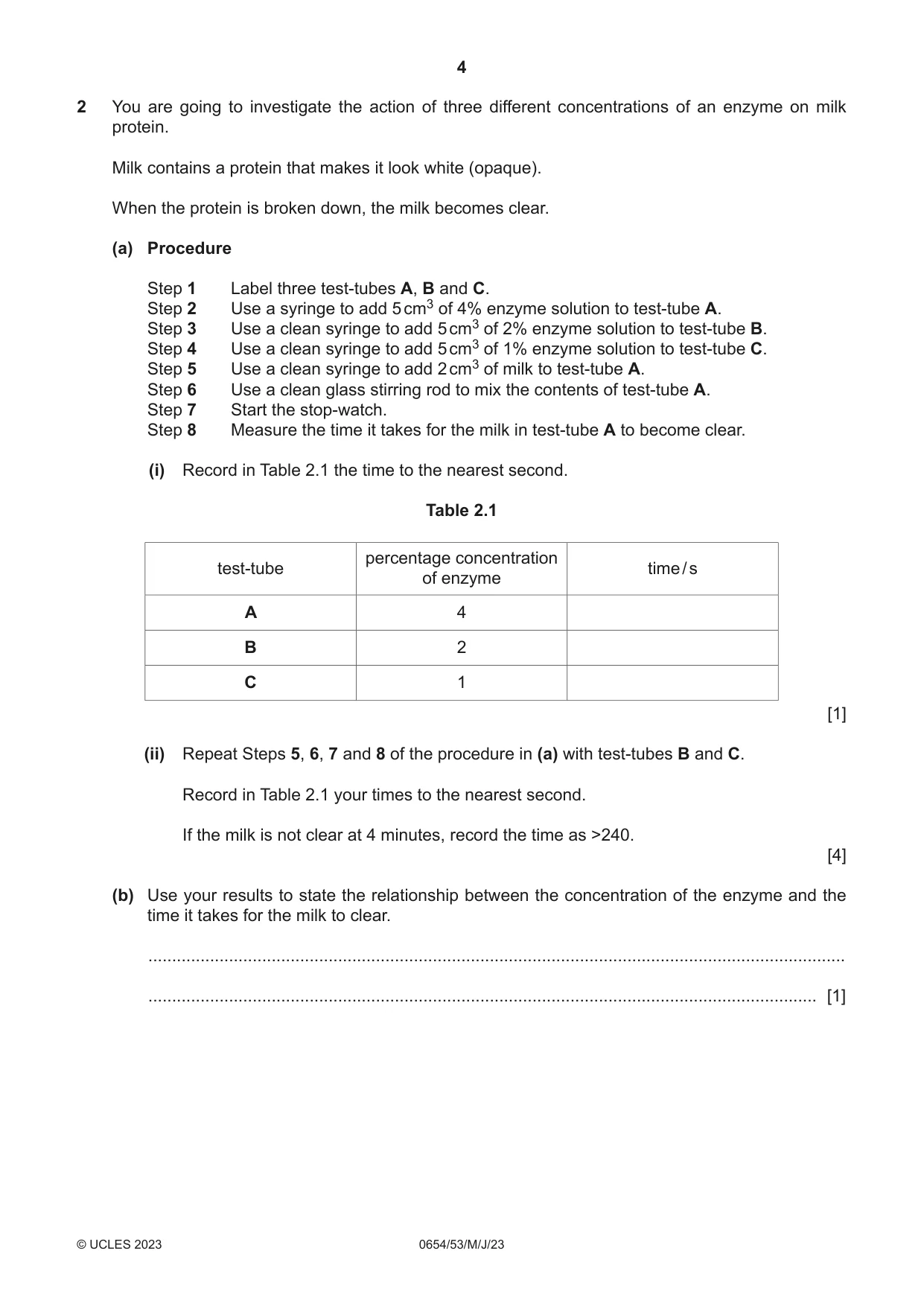 Cambridge IGCSE Sciences - Co-ordinated (Double) 0654 2023 May/June Paper 5 · Variant 3 question paper, page 4 of 16