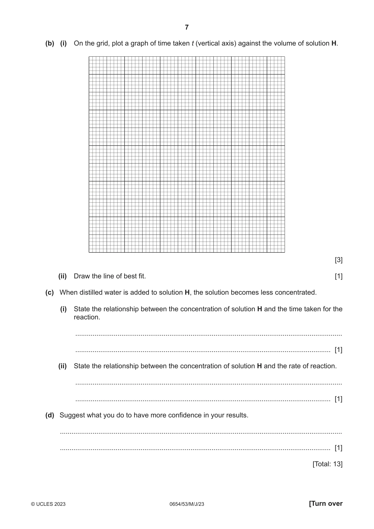 Cambridge IGCSE Sciences - Co-ordinated (Double) 0654 2023 May/June Paper 5 · Variant 3 question paper, page 7 of 16