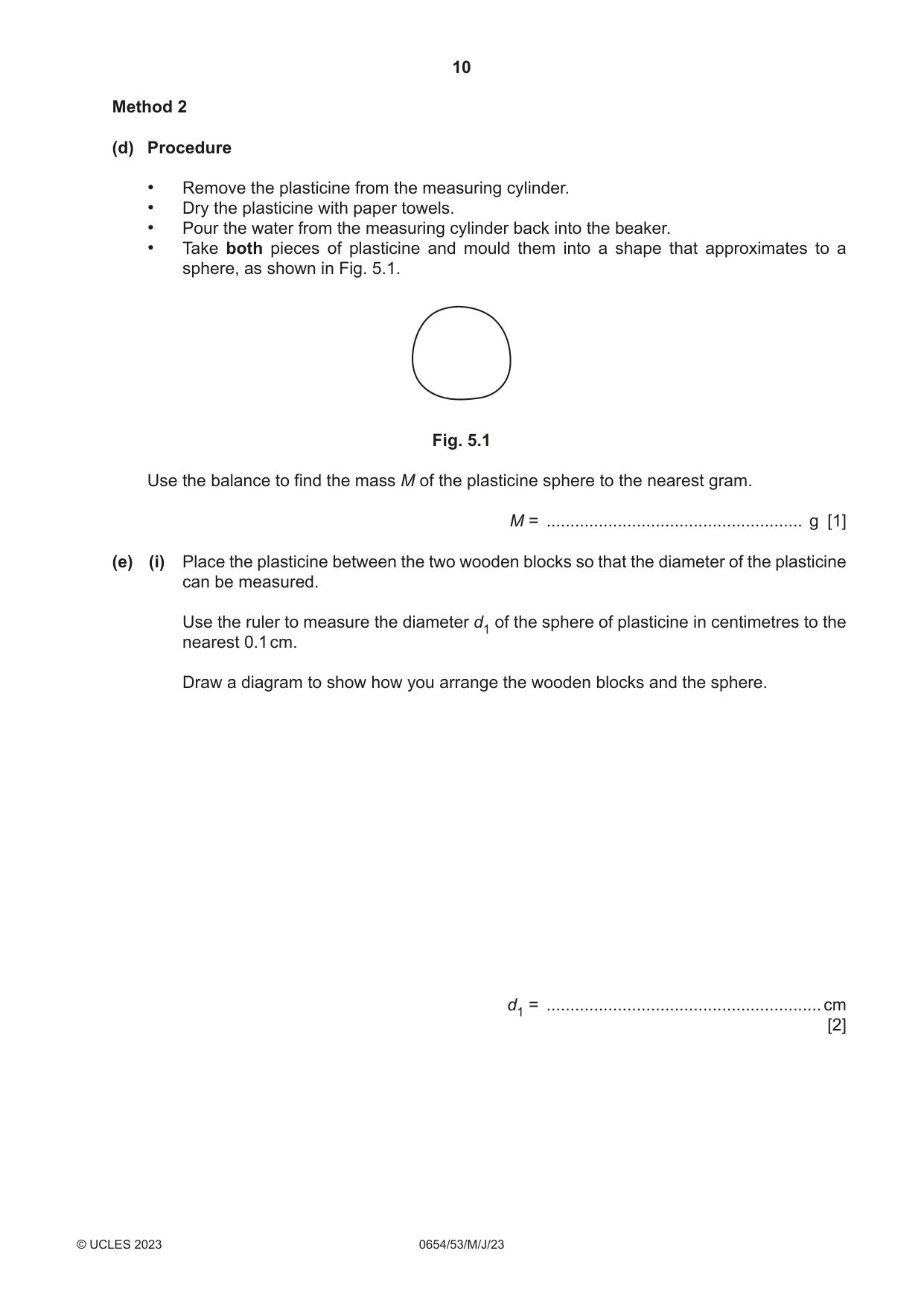 Cambridge IGCSE Sciences - Co-ordinated (Double) 0654 2023 May/June Paper 5 · Variant 3 question paper, page 10 of 16