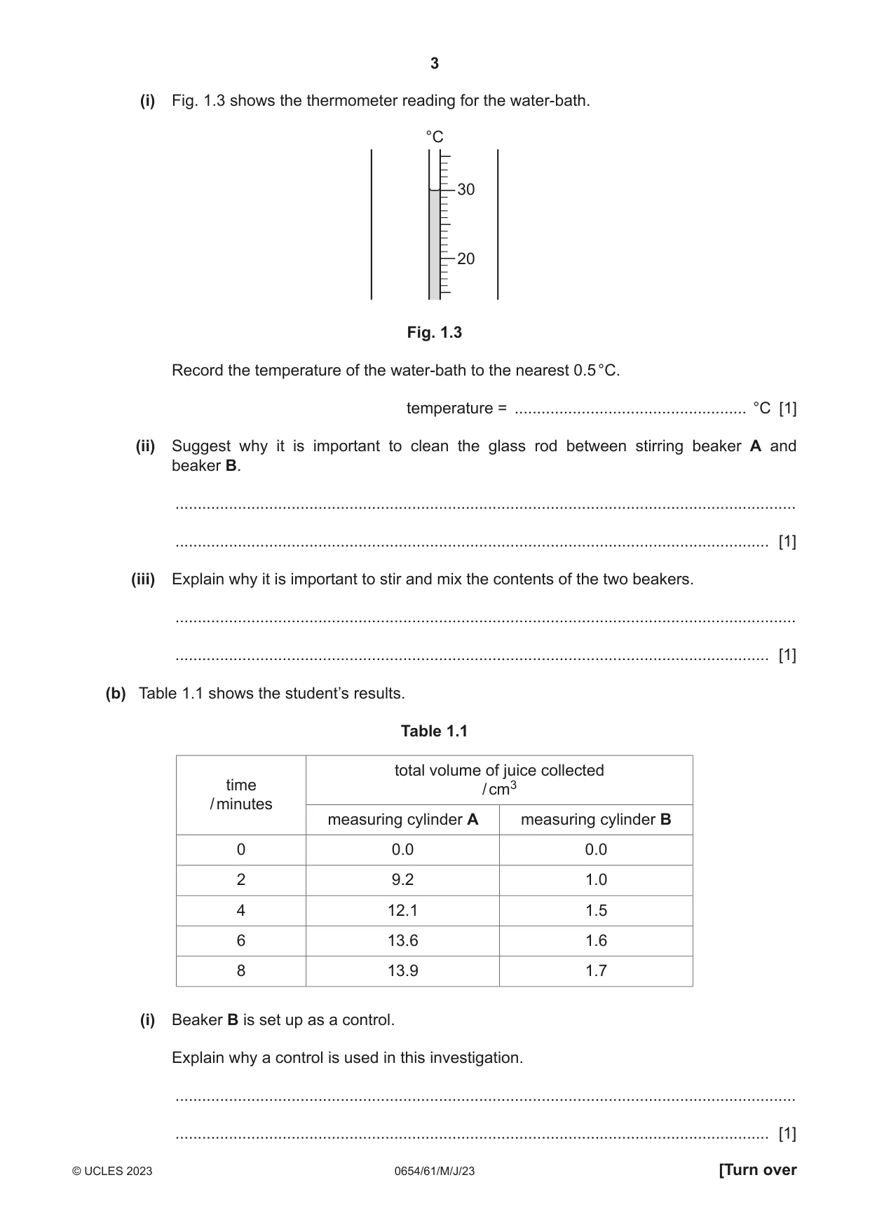 Cambridge IGCSE Sciences - Co-ordinated (Double) 0654 2023 May/June Paper 6 · Variant 1 question paper, page 3 of 20