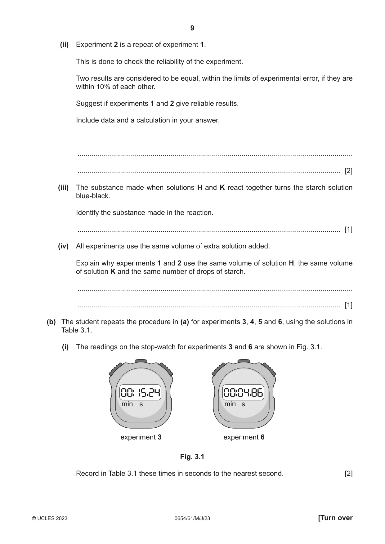 Cambridge IGCSE Sciences - Co-ordinated (Double) 0654 2023 May/June Paper 6 · Variant 1 question paper, page 9 of 20