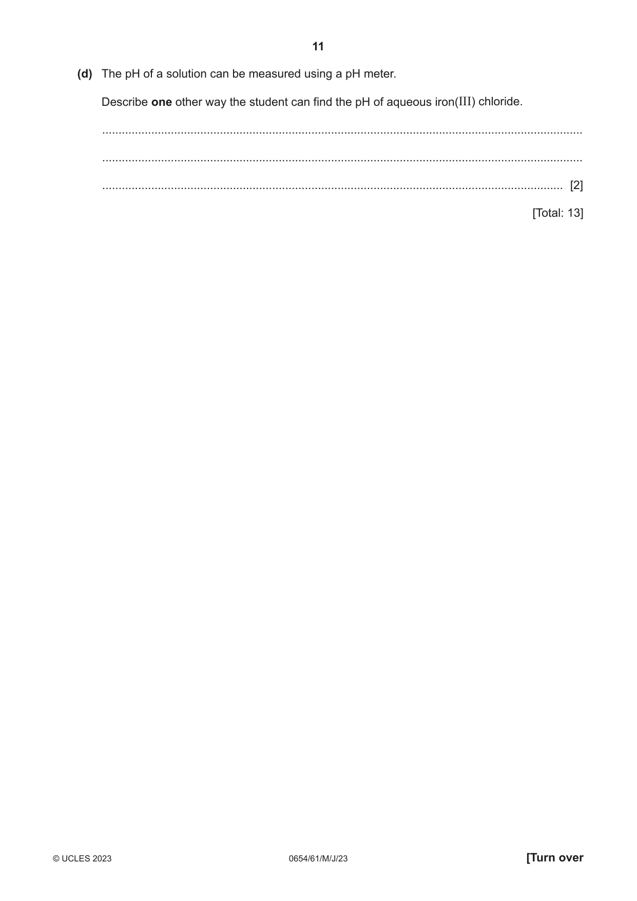 Cambridge IGCSE Sciences - Co-ordinated (Double) 0654 2023 May/June Paper 6 · Variant 1 question paper, page 11 of 20