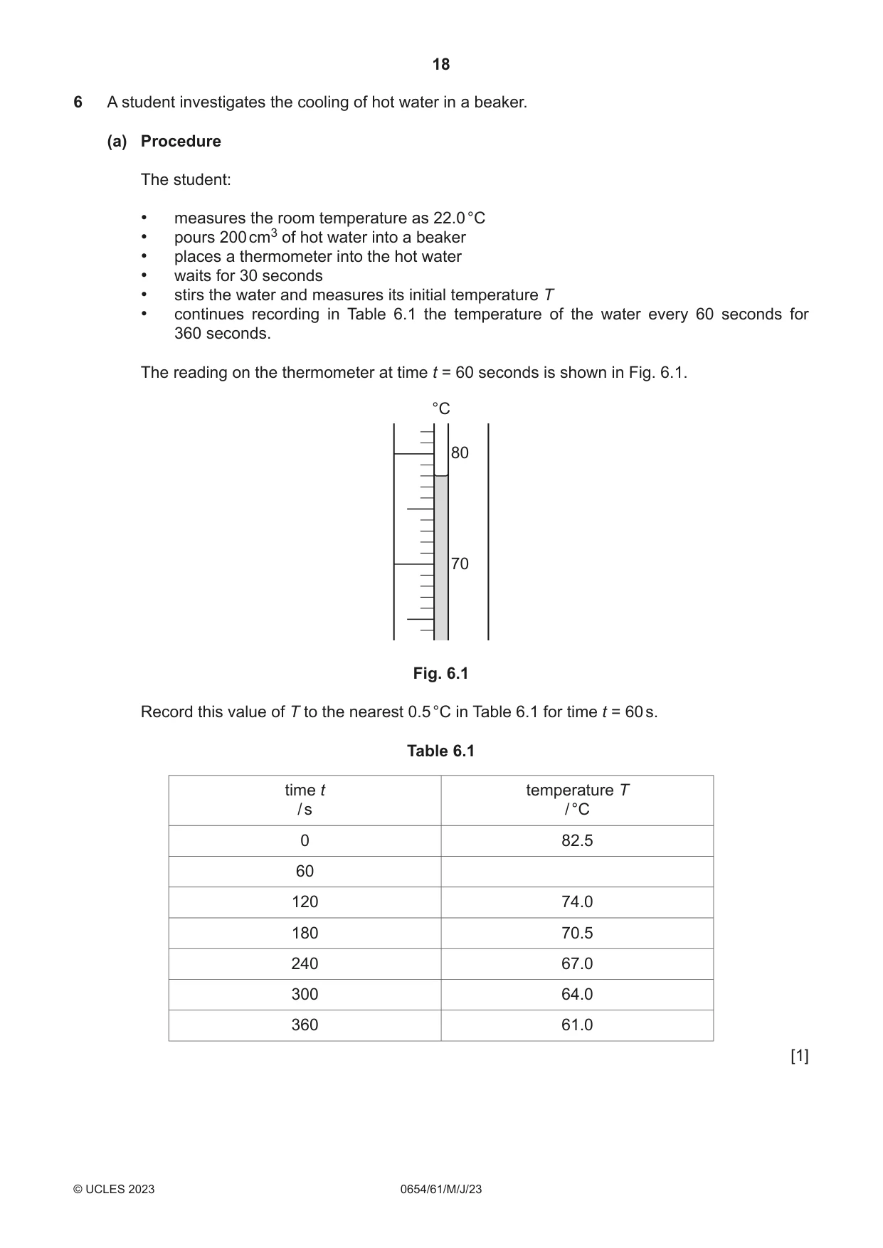 Cambridge IGCSE Sciences - Co-ordinated (Double) 0654 2023 May/June Paper 6 · Variant 1 question paper, page 18 of 20