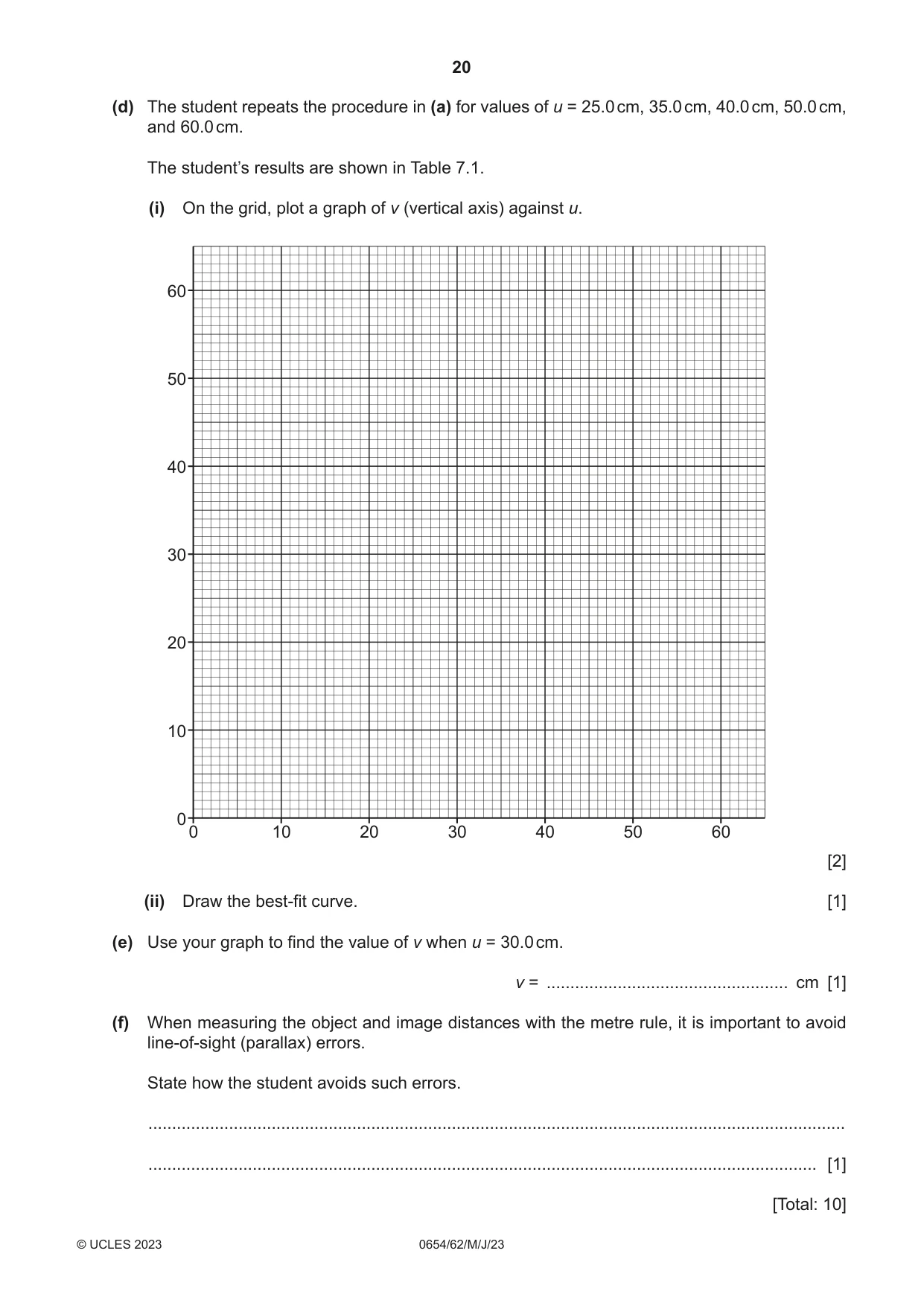 Cambridge IGCSE Sciences - Co-ordinated (Double) 0654 2023 May/June Paper 6 · Variant 2 question paper, page 20 of 24