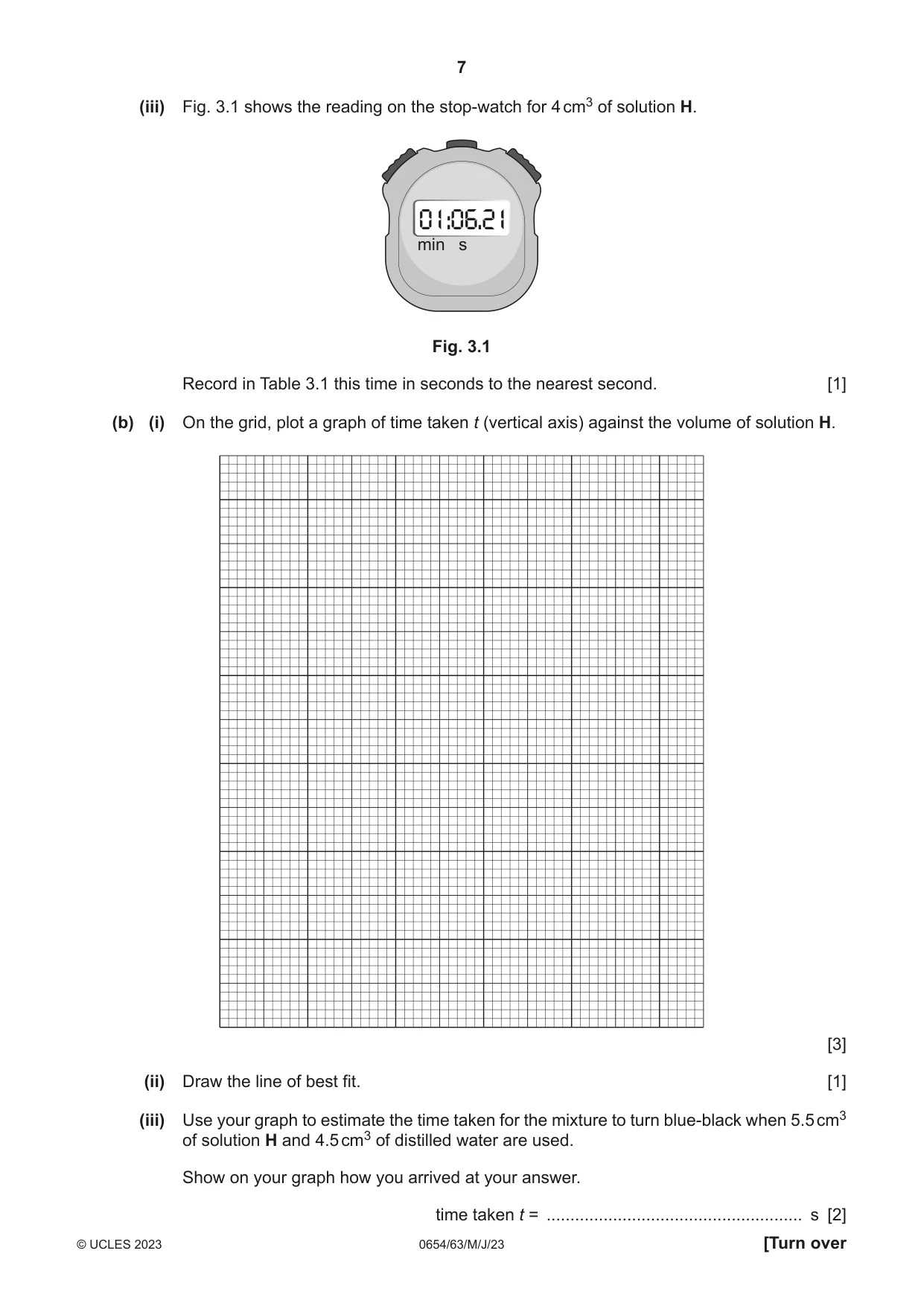 Cambridge IGCSE Sciences - Co-ordinated (Double) 0654 2023 May/June Paper 6 · Variant 3 question paper, page 7 of 16