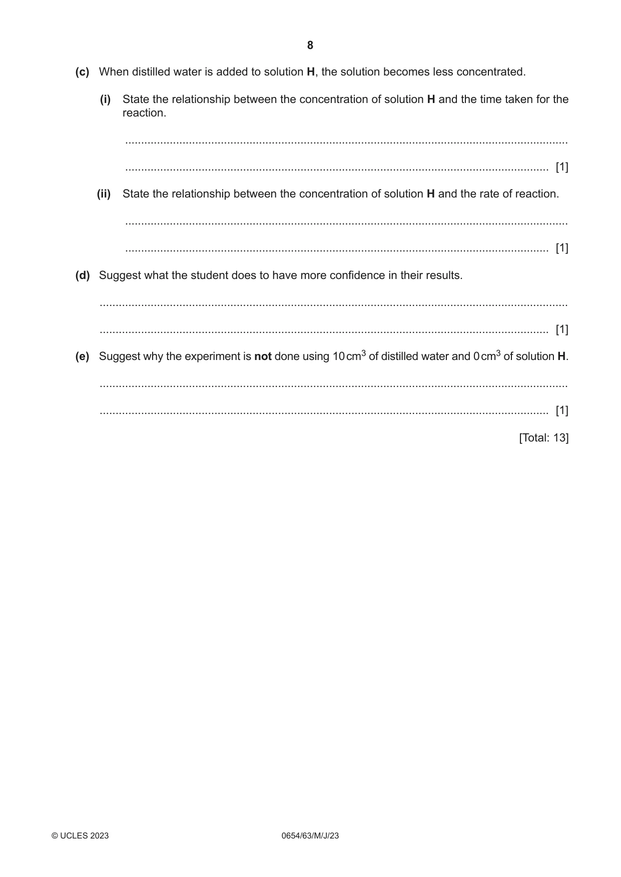 Cambridge IGCSE Sciences - Co-ordinated (Double) 0654 2023 May/June Paper 6 · Variant 3 question paper, page 8 of 16