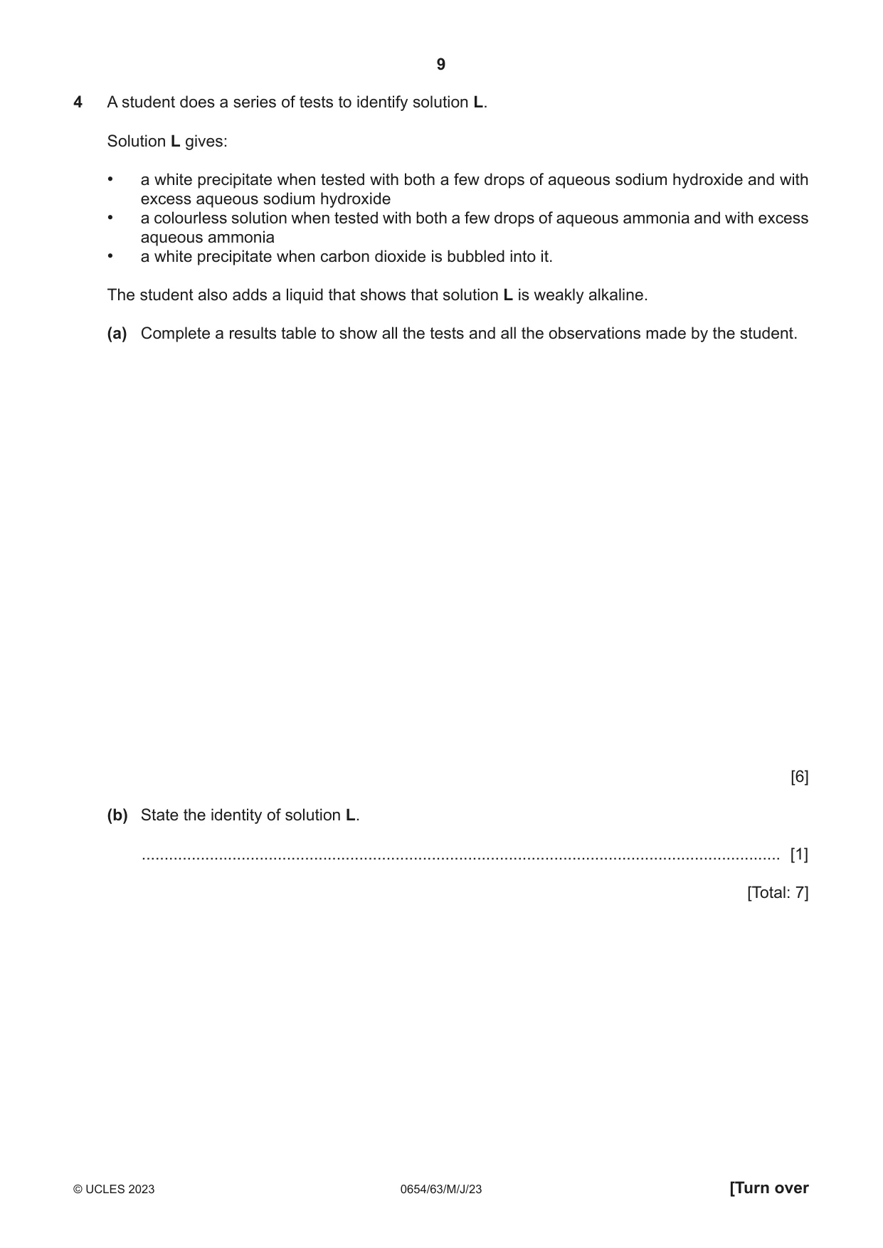 Cambridge IGCSE Sciences - Co-ordinated (Double) 0654 2023 May/June Paper 6 · Variant 3 question paper, page 9 of 16