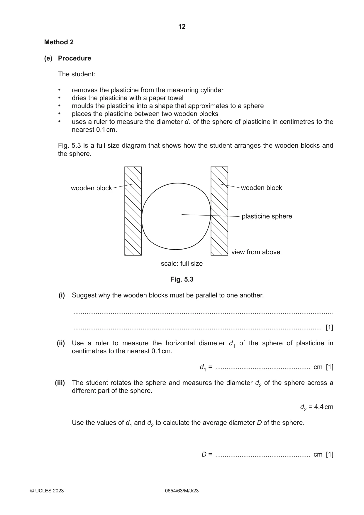 Cambridge IGCSE Sciences - Co-ordinated (Double) 0654 2023 May/June Paper 6 · Variant 3 question paper, page 12 of 16