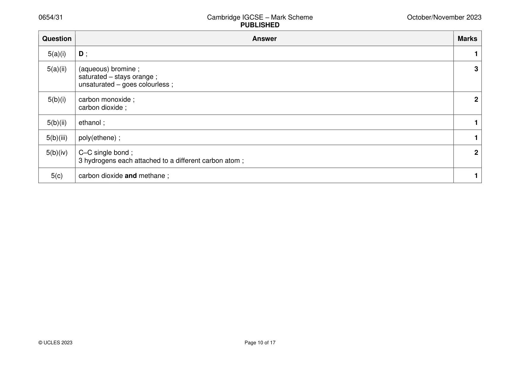 Mark scheme, page 10 of 17