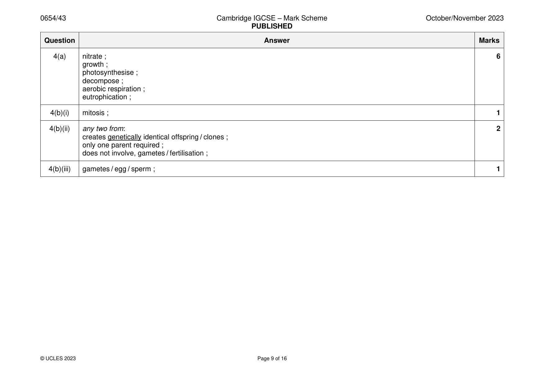 Mark scheme, page 9 of 16